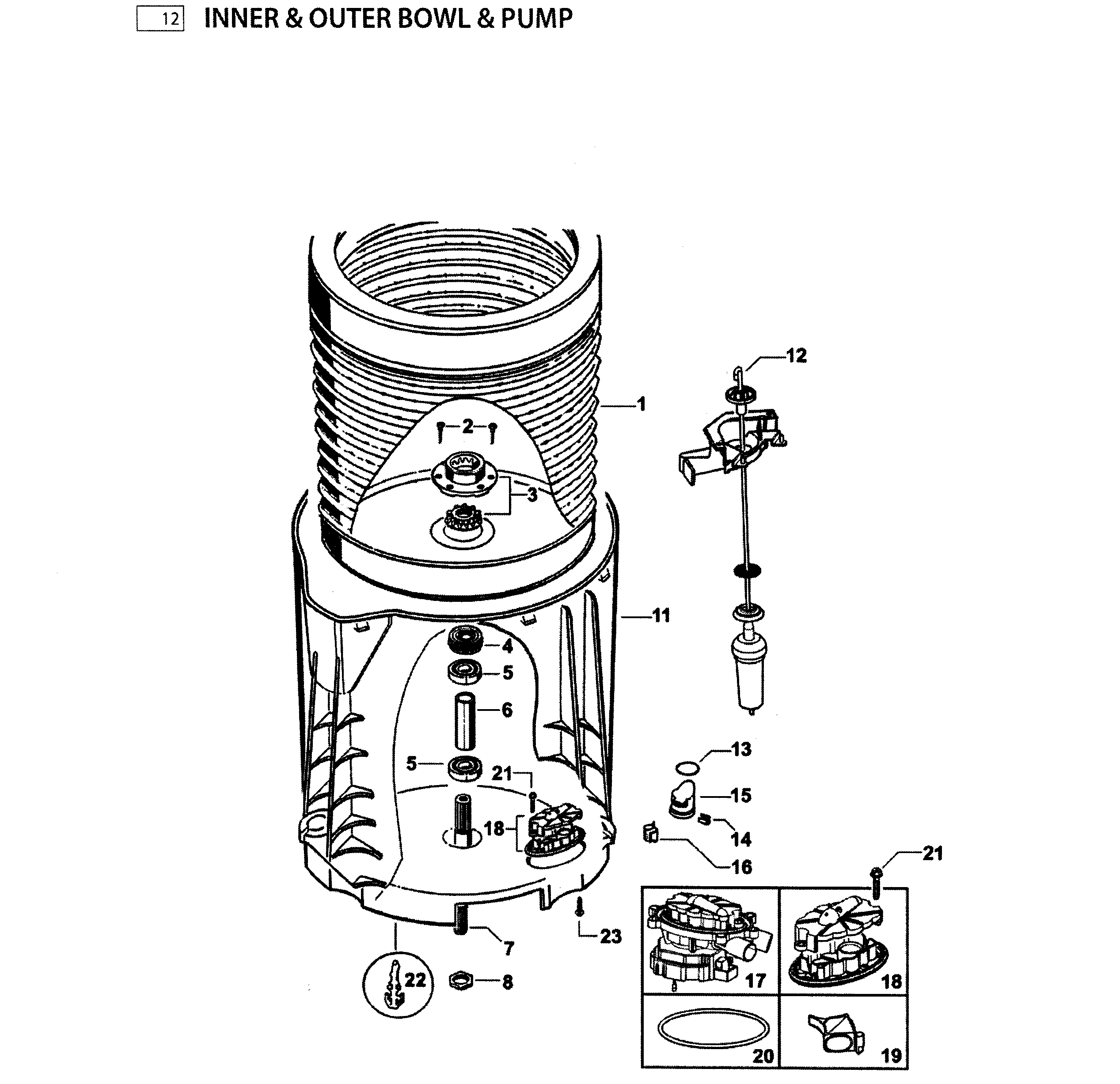 Fisher & Paykel WL42T26DW1-96198A bowl assy diagram