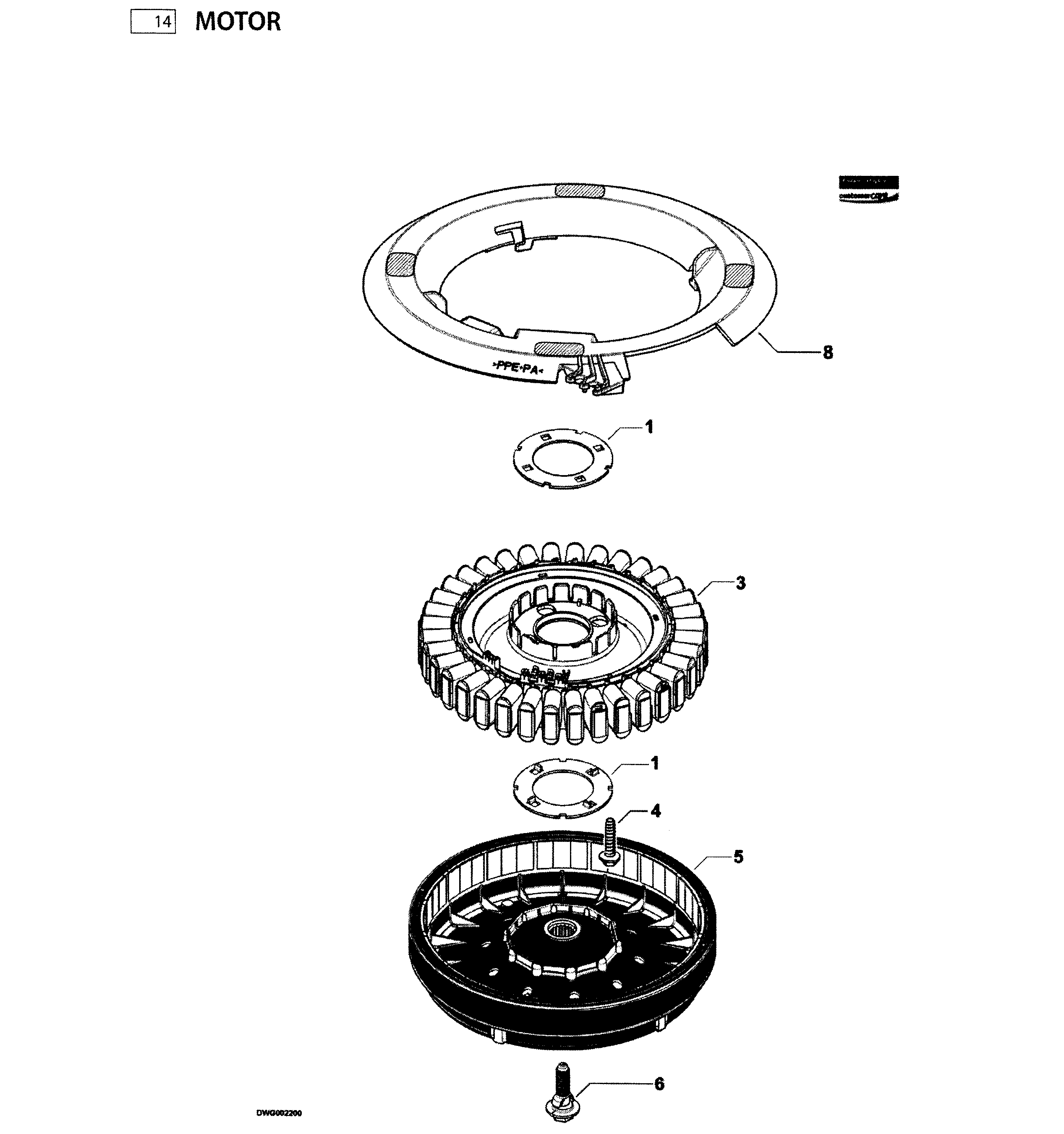 Fisher & Paykel WL42T26DW1-96198A motor assy diagram