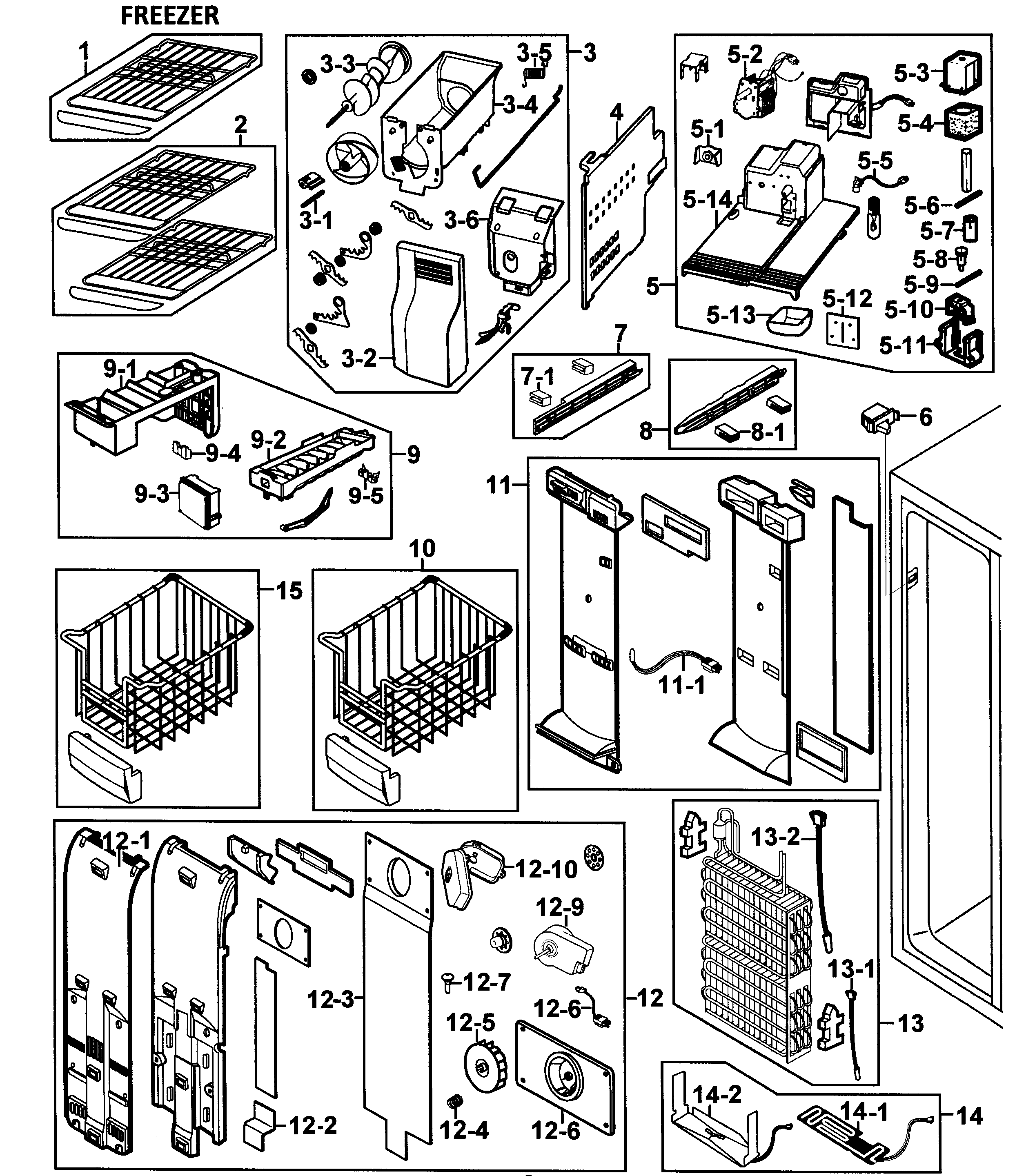 Samsung RS265LBWP/XAA-00 freezer diagram