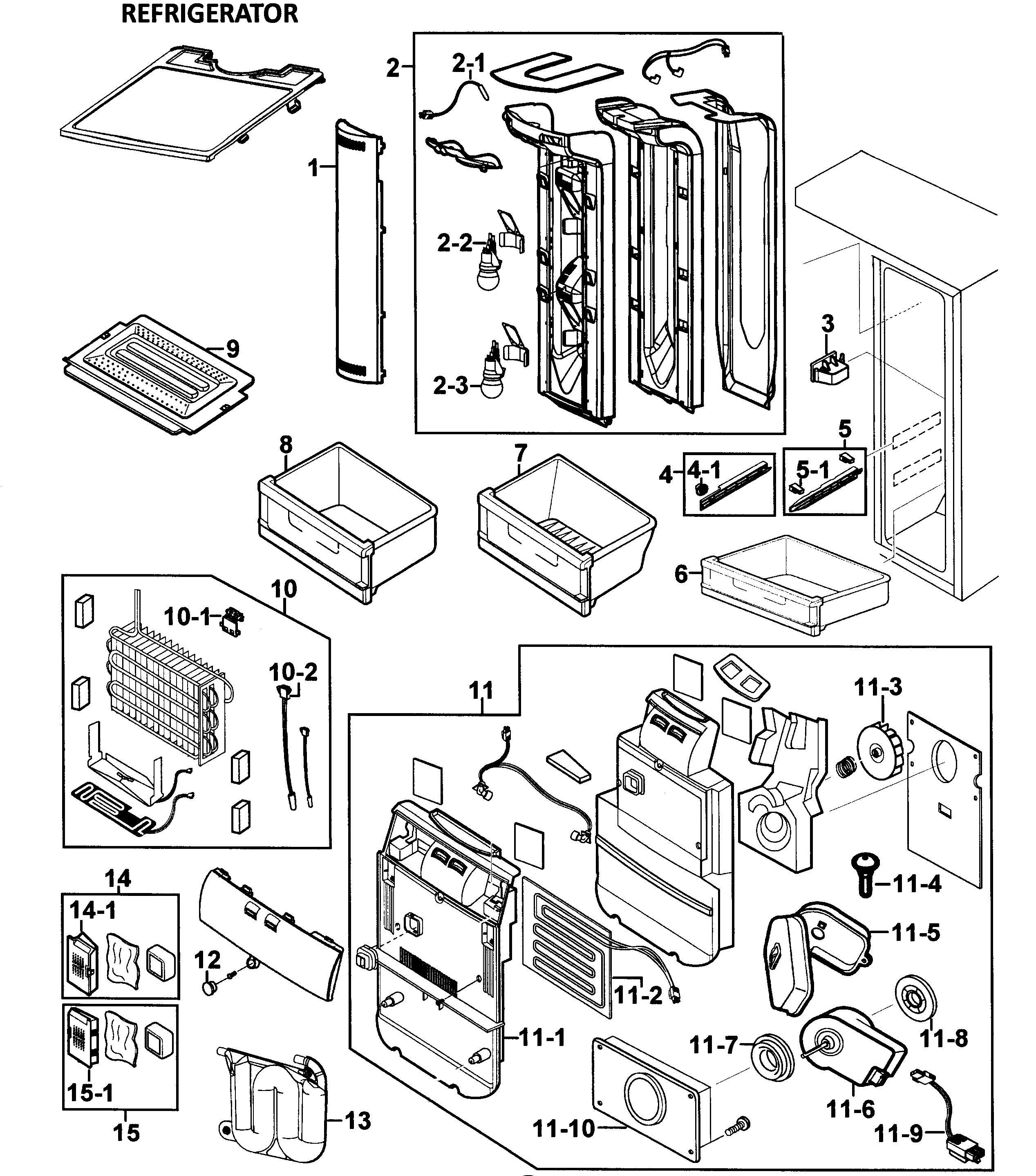 Samsung RS265LBWP/XAA-00 refrigerator diagram