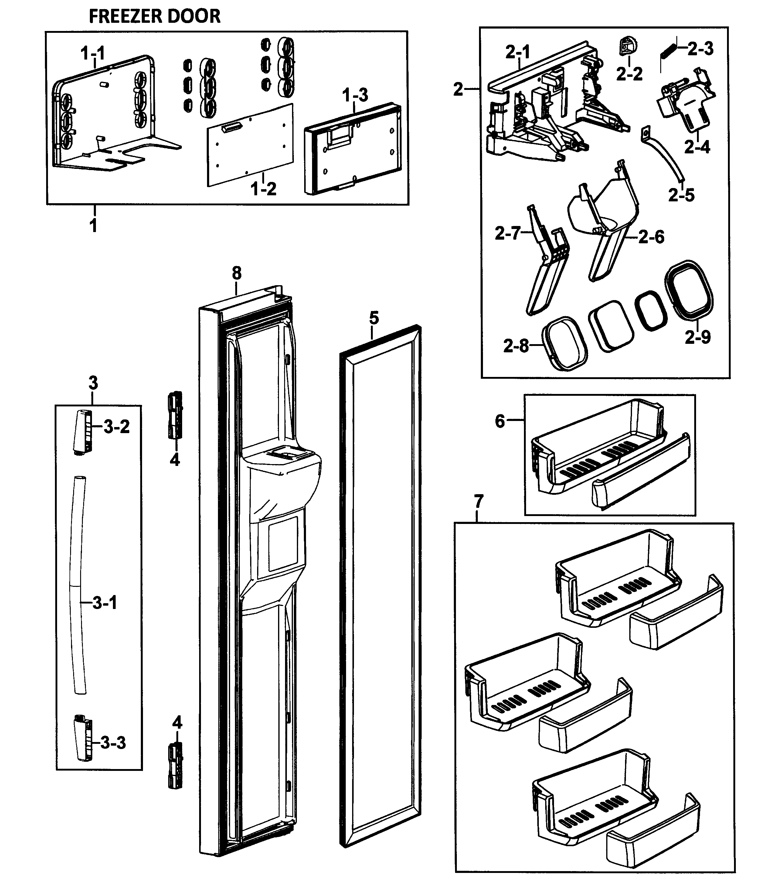 Samsung RS265LBWP/XAA-00 left door diagram