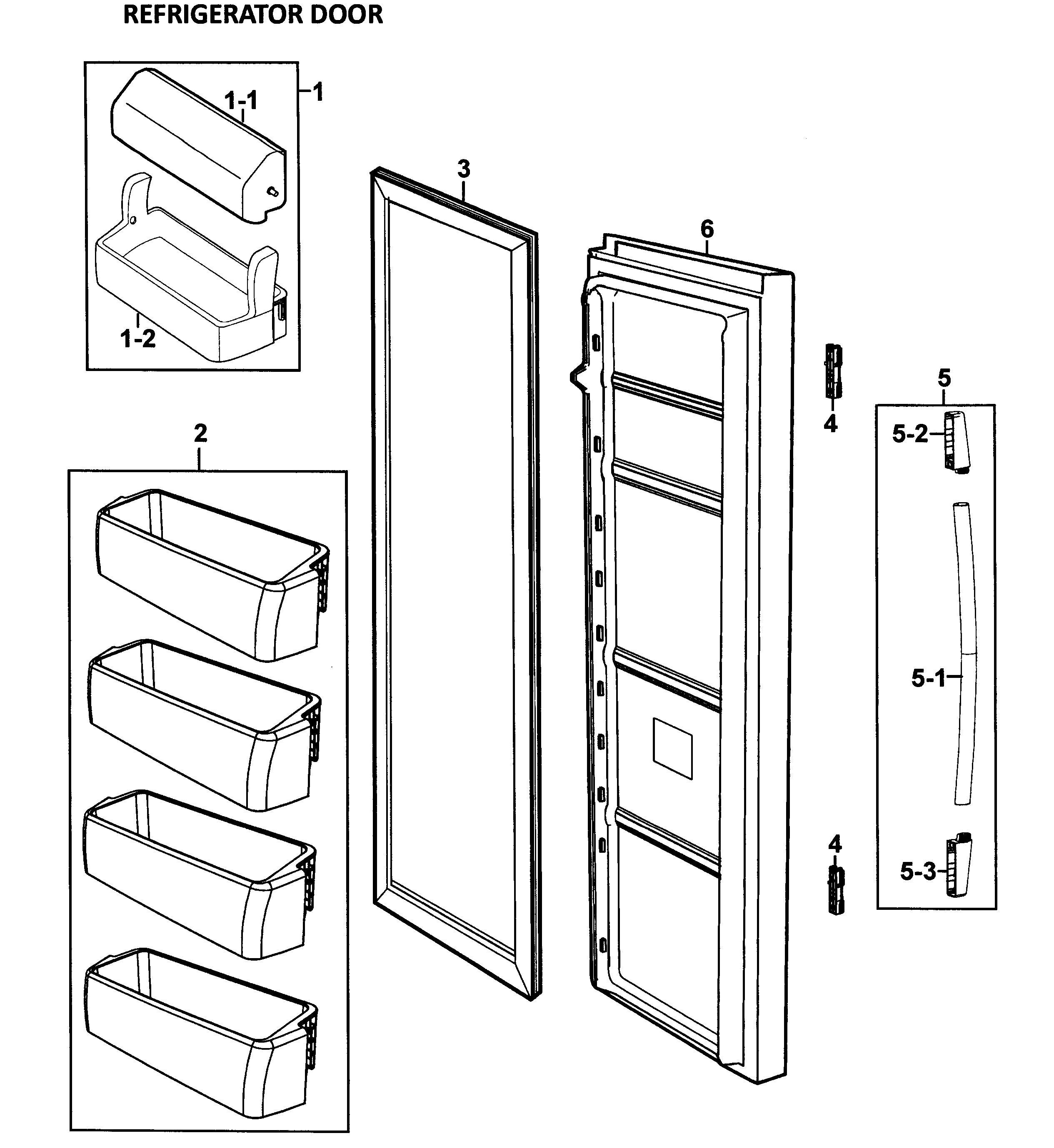 Samsung RS265LBWP/XAA-00 right door diagram