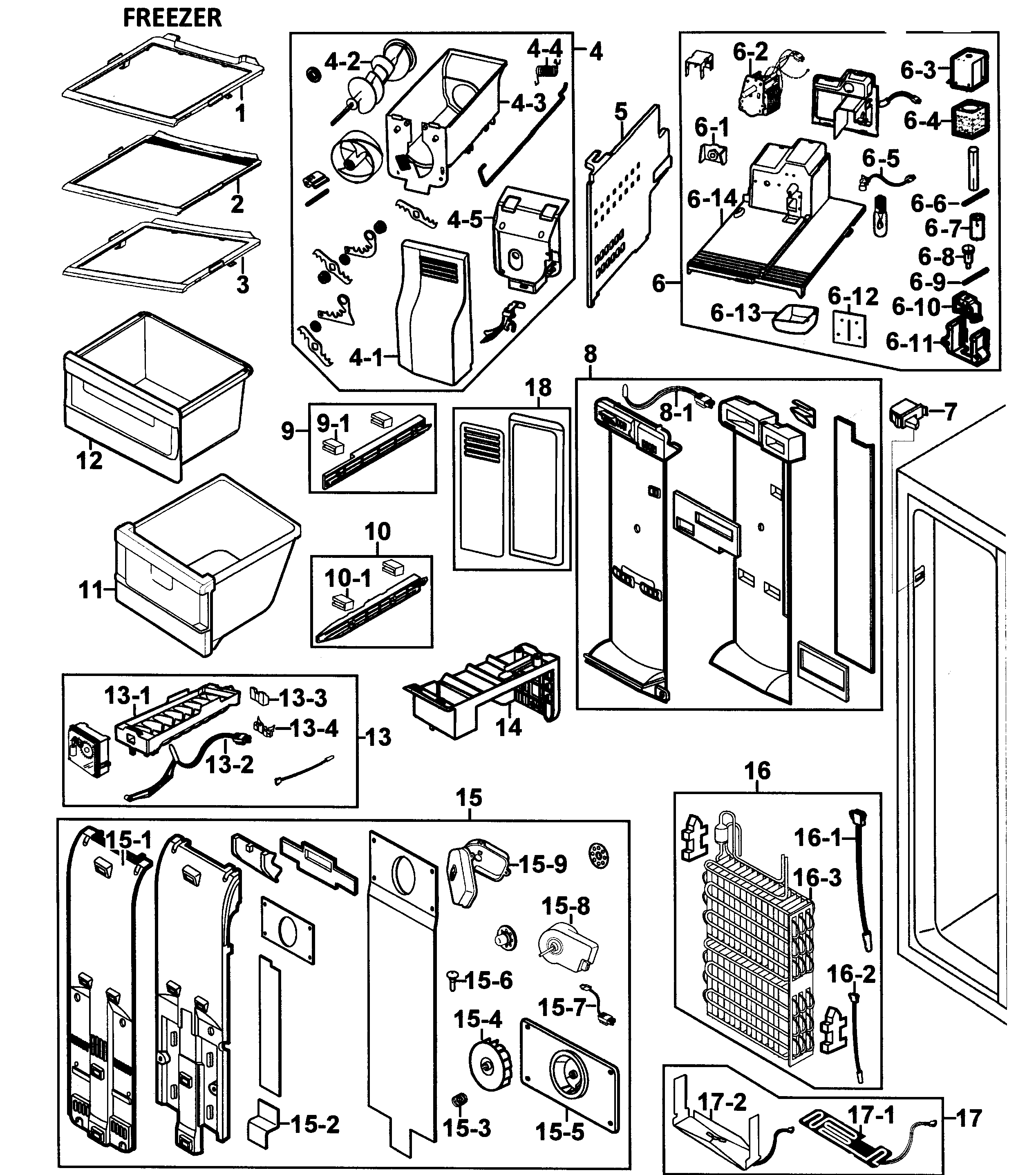 Samsung RS267LAWP/XAA-00 freezer diagram