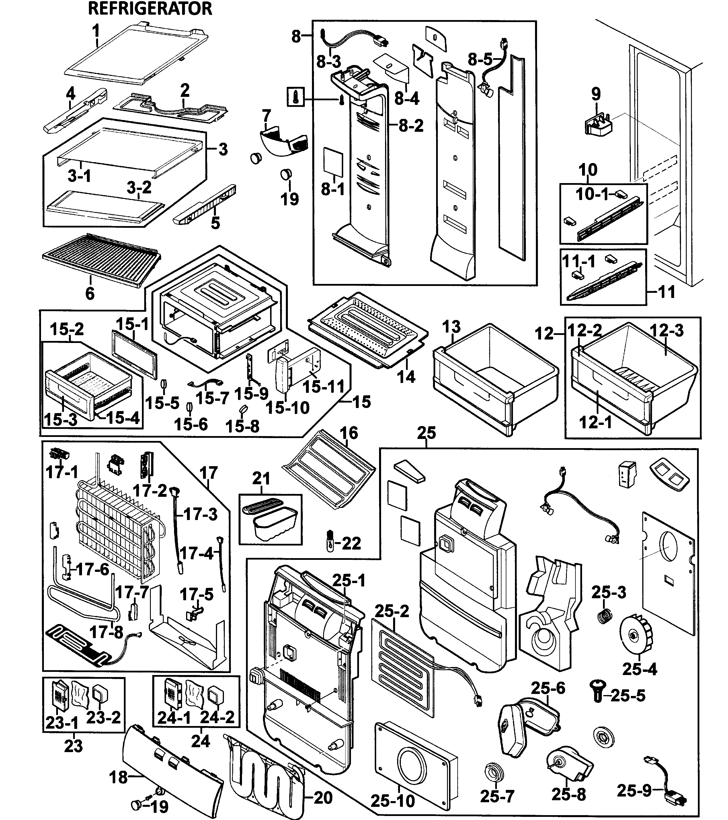 Samsung RS267LAWP/XAA-00 refrigerator diagram