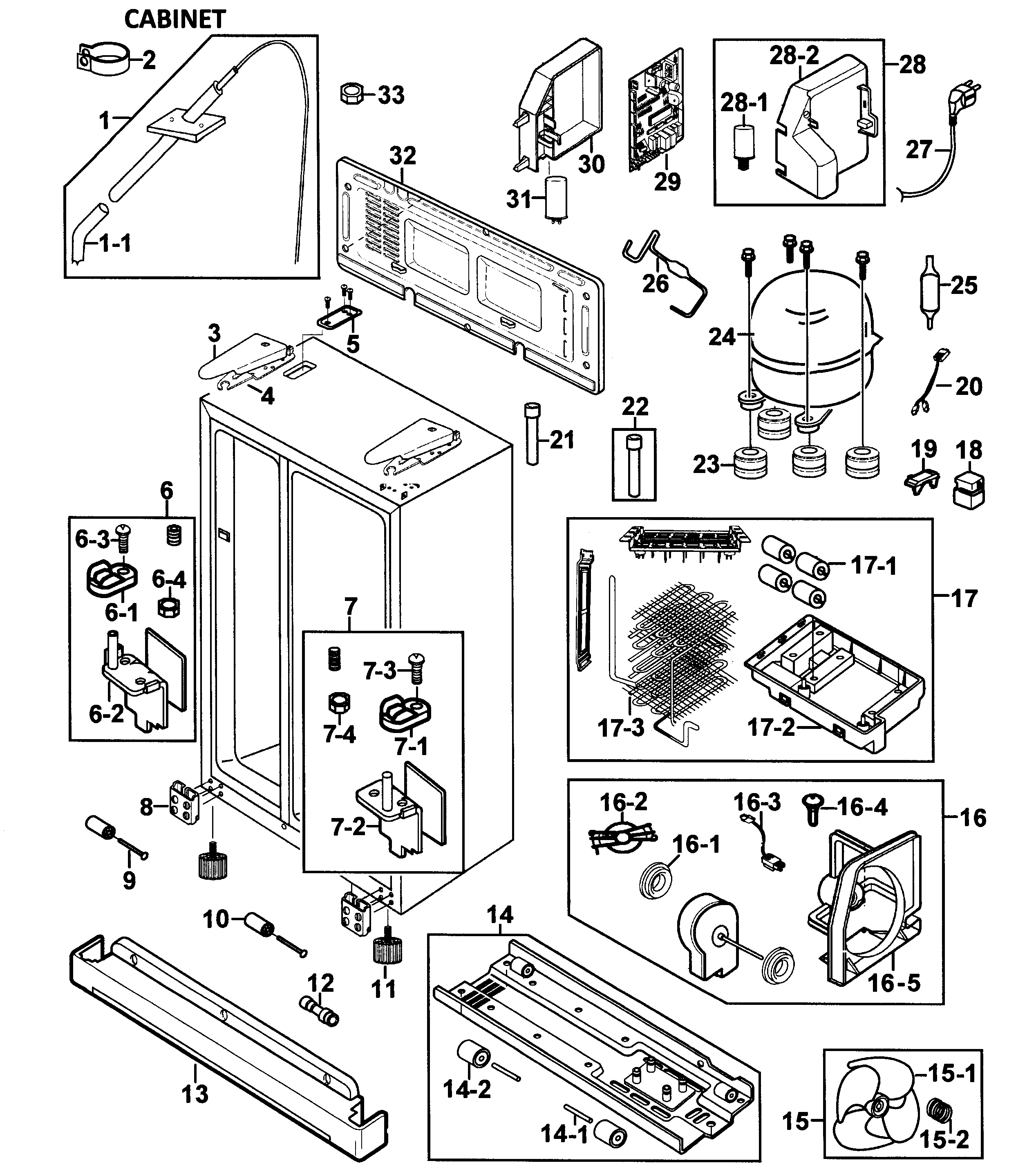 Samsung RS267LAWP/XAA-00 cabinet diagram
