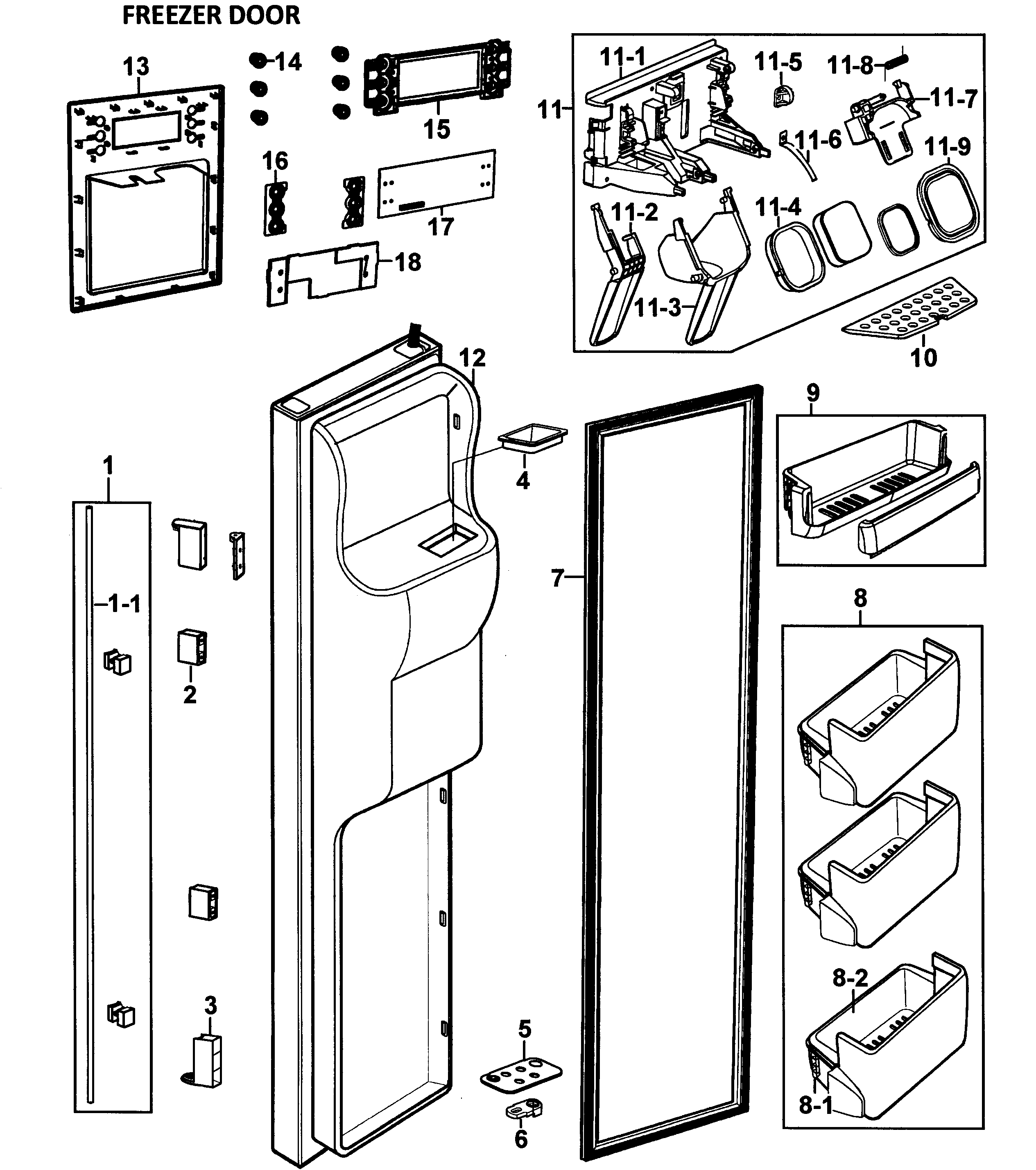 Samsung RS267LAWP/XAA-00 left door diagram
