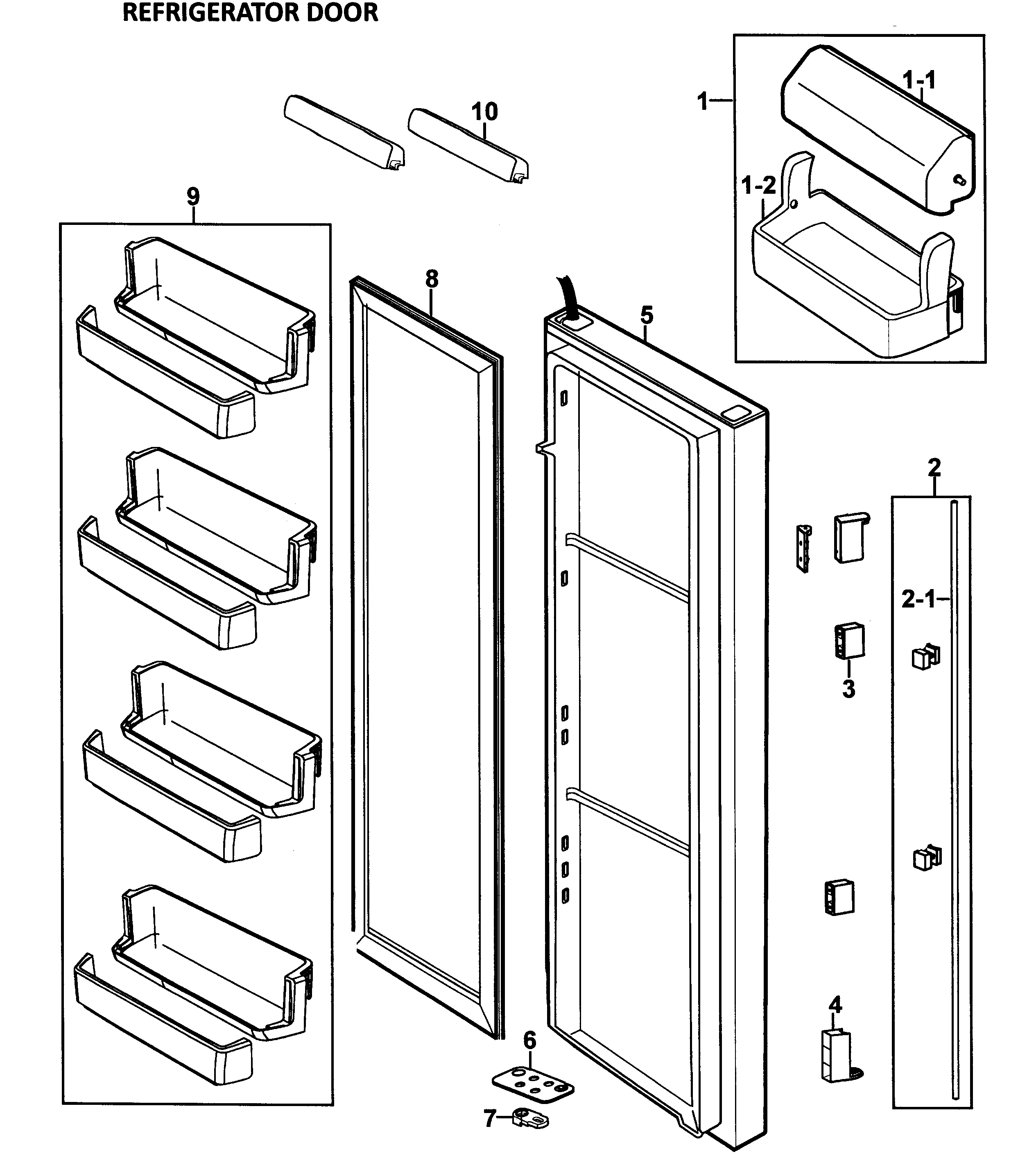 Samsung RS267LAWP/XAA-00 right door diagram