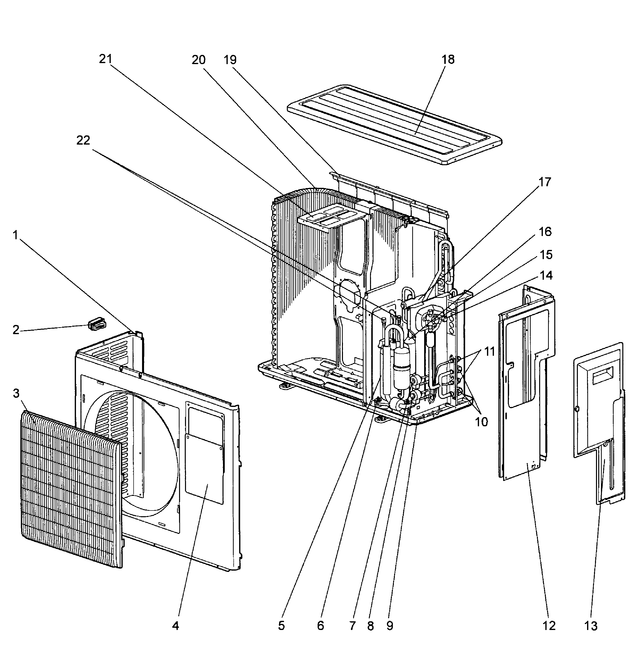 Mitsubishi MXZ-2B20NA-1 cabinet parts diagram