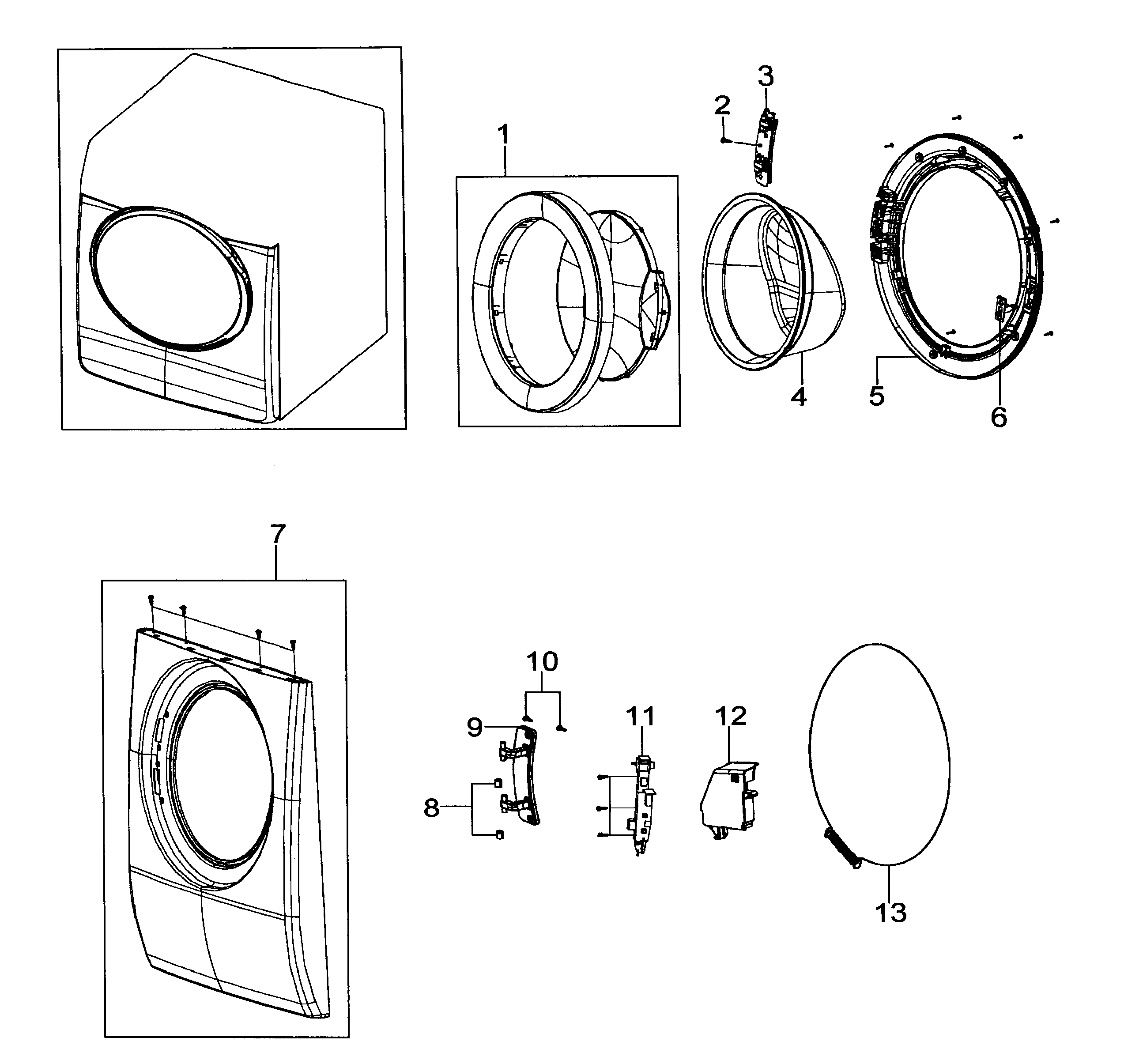 Samsung WF316LAS/XAA-00 front assy diagram