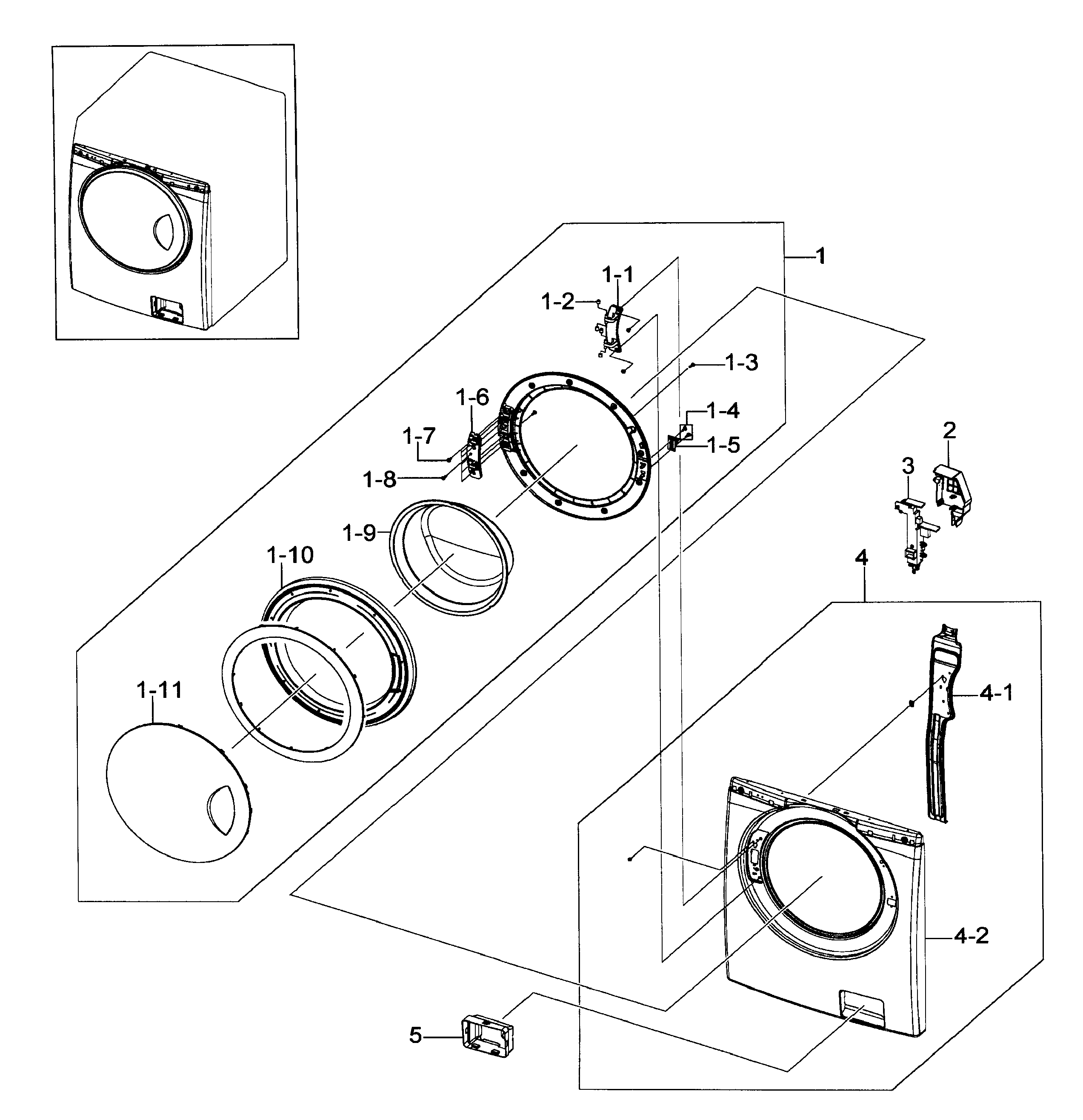 Samsung WF218ANW/XAA-00 front assy diagram
