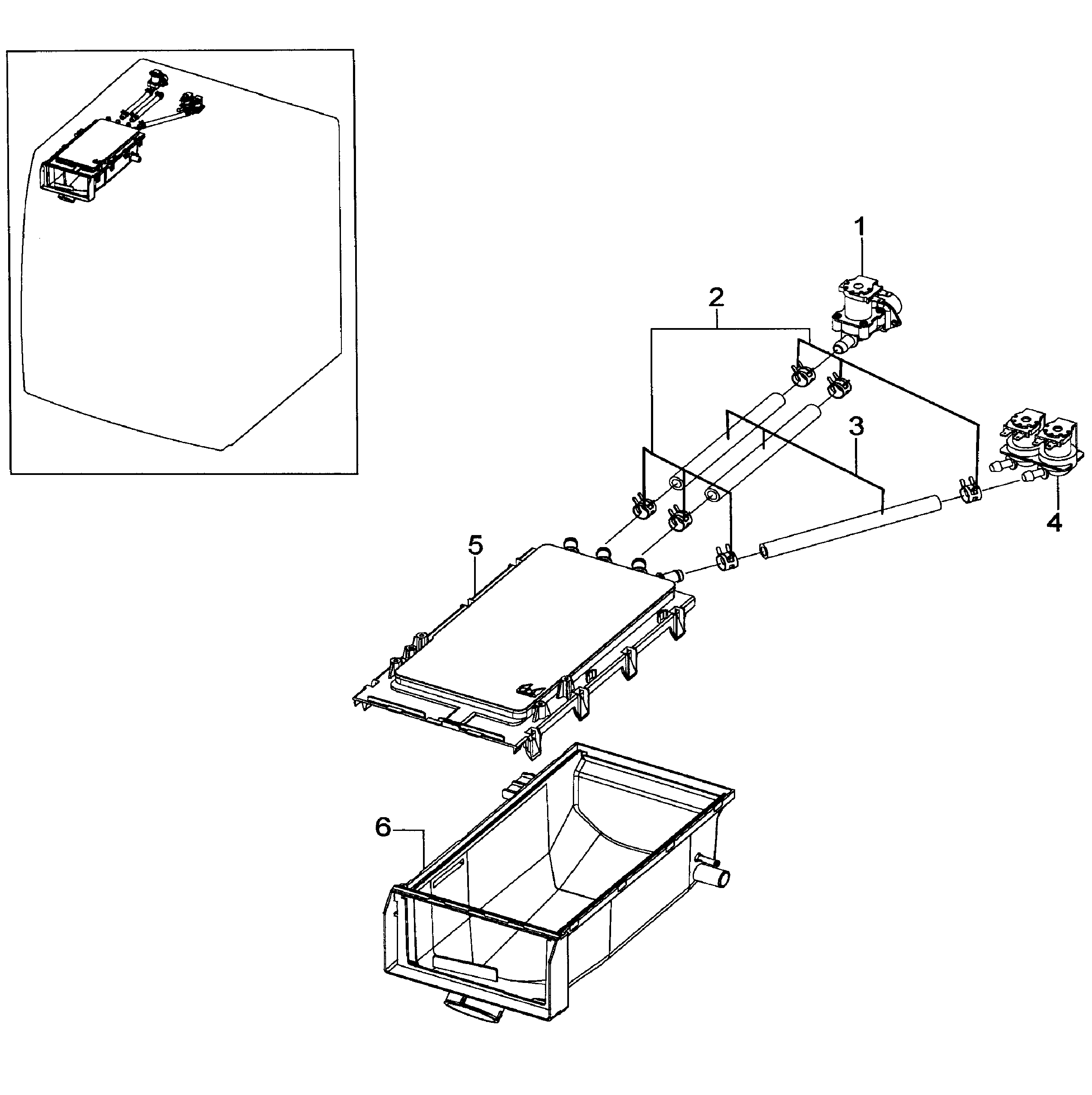 Samsung WF218ANW/XAA-00 drawer housing diagram