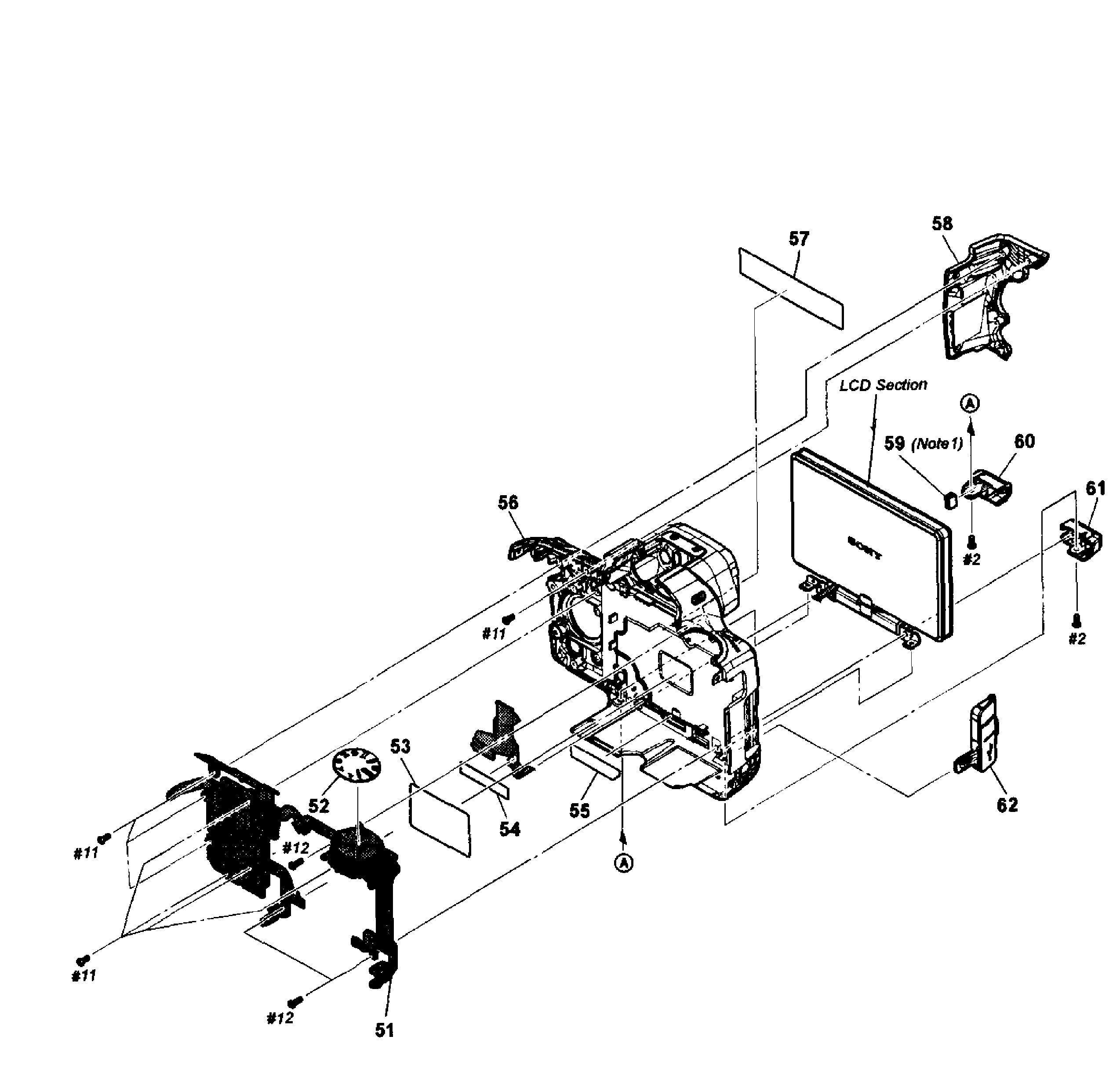 Sony SLT-A55VL rear cover diagram