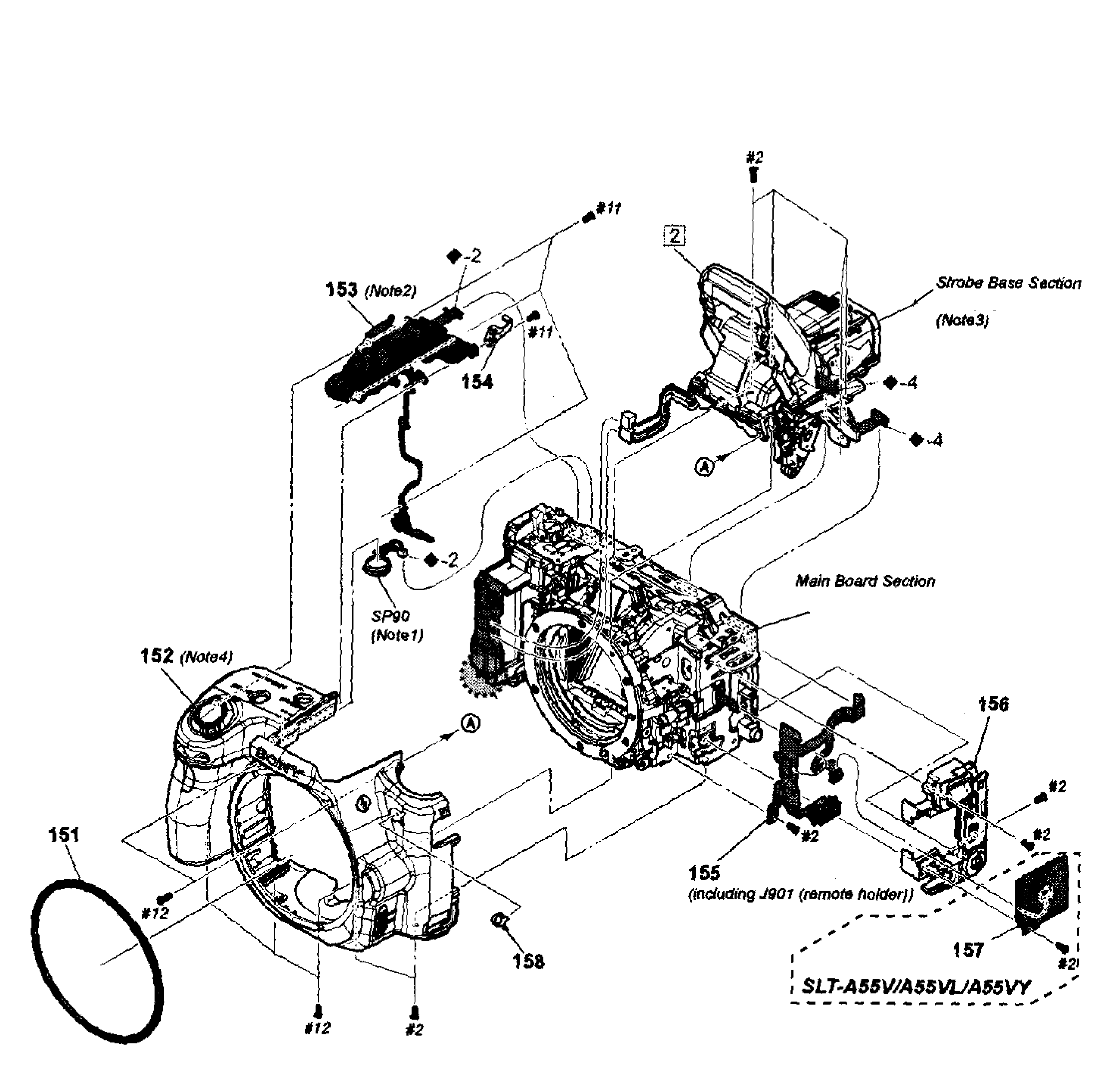 Sony SLT-A55VL front cover diagram