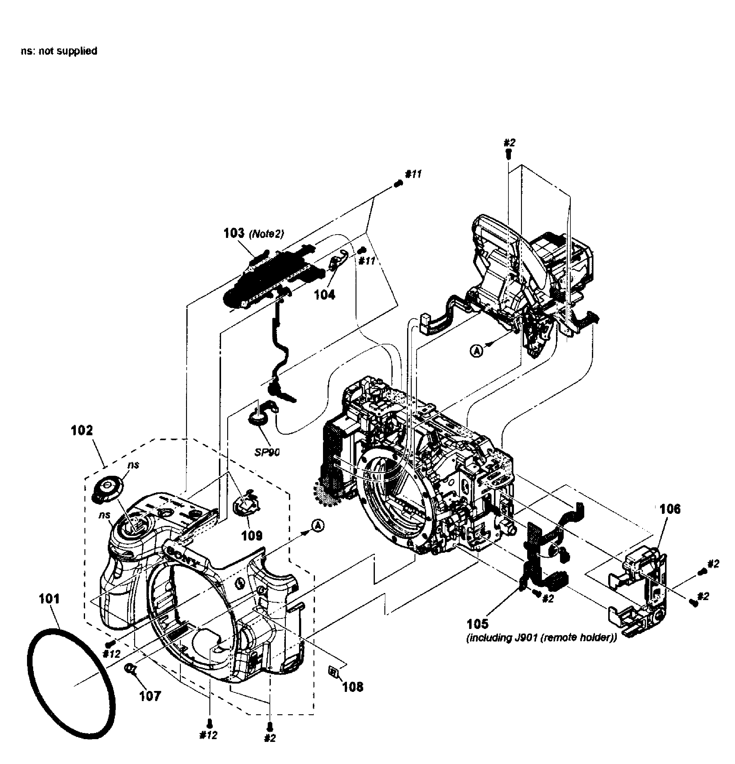 Sony SLT-A37 front cover diagram