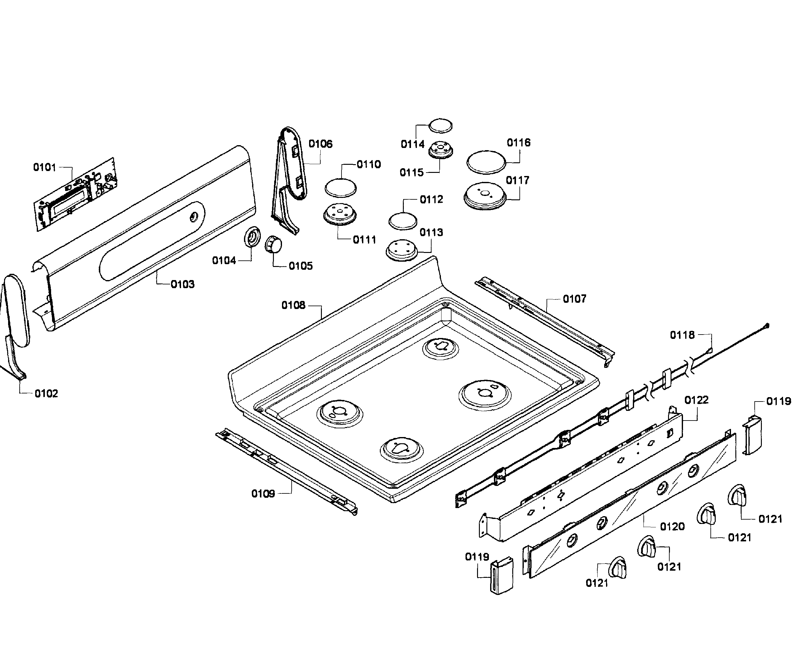 Bosch HGS7052UC/06 top assy diagram