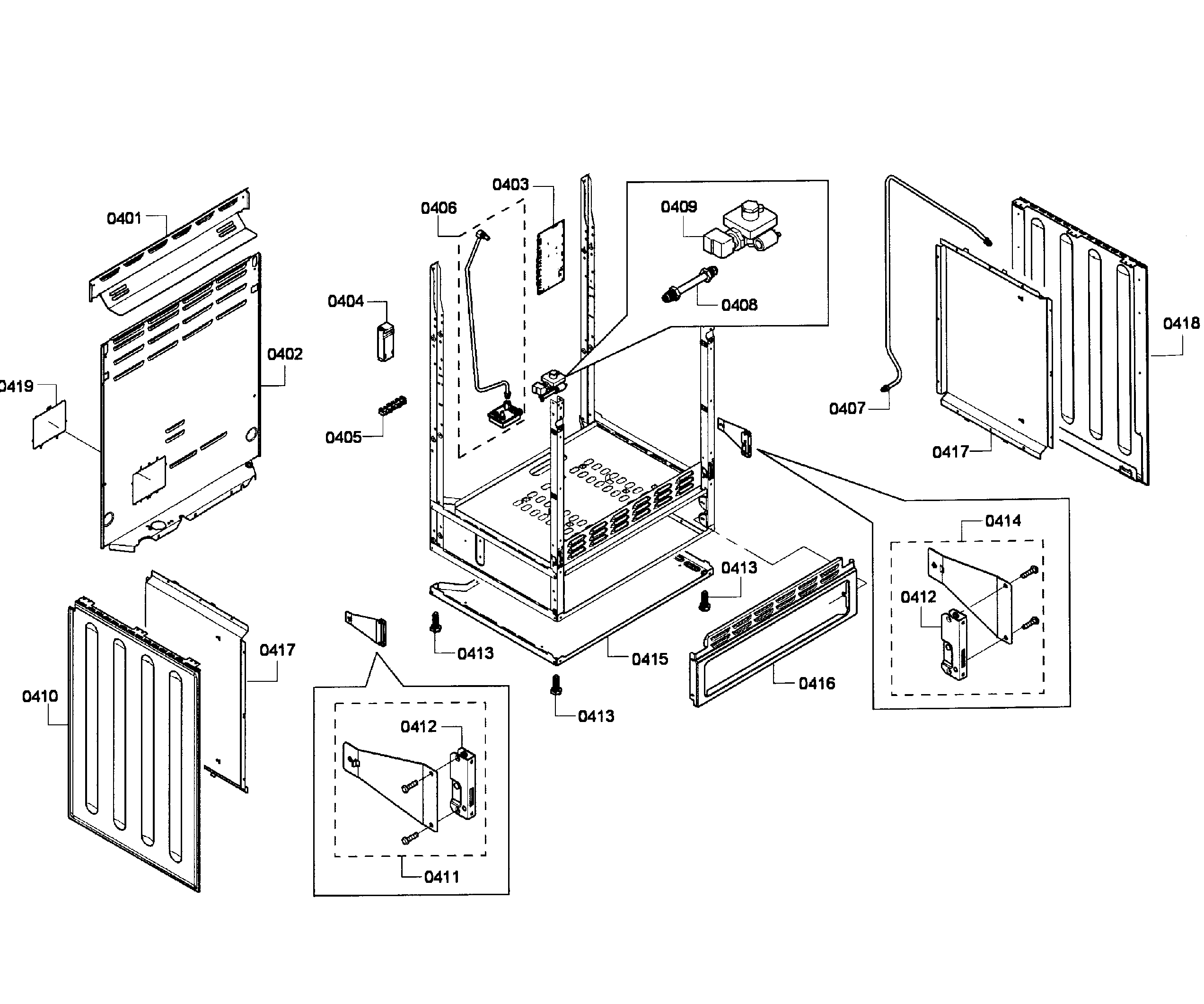 Bosch HGS7052UC/06 cabinet assy diagram