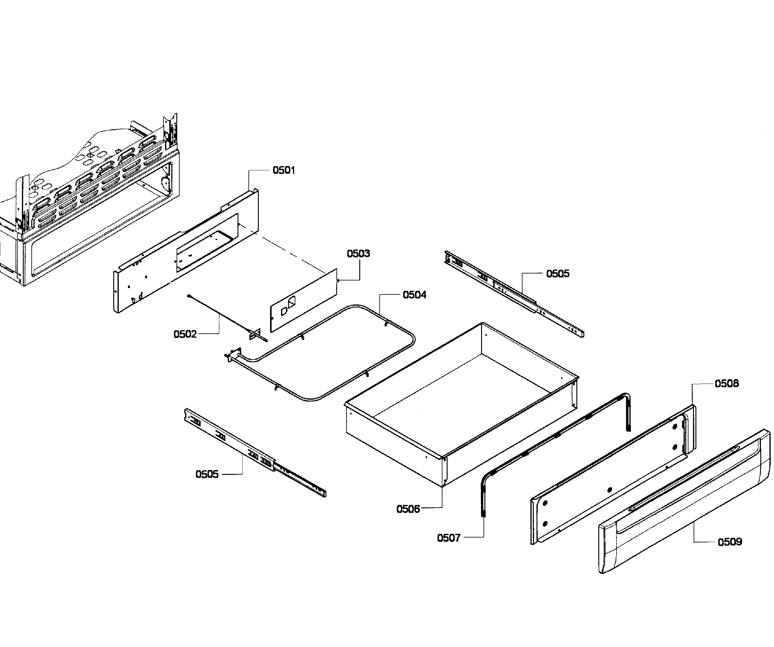 Bosch HGS7052UC/06 drawer assy diagram