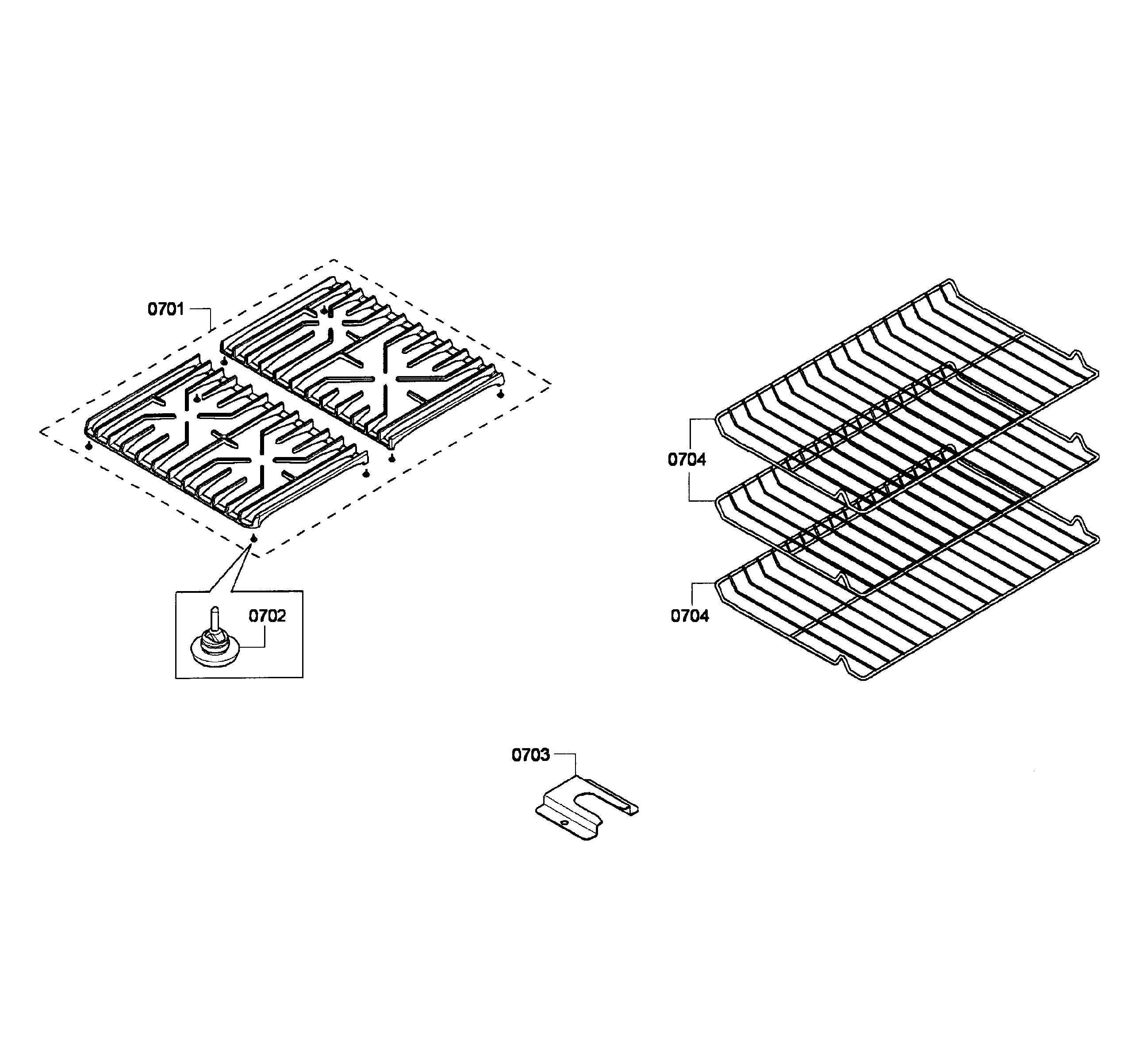 Bosch HGS7052UC/06 grates/shelfs diagram