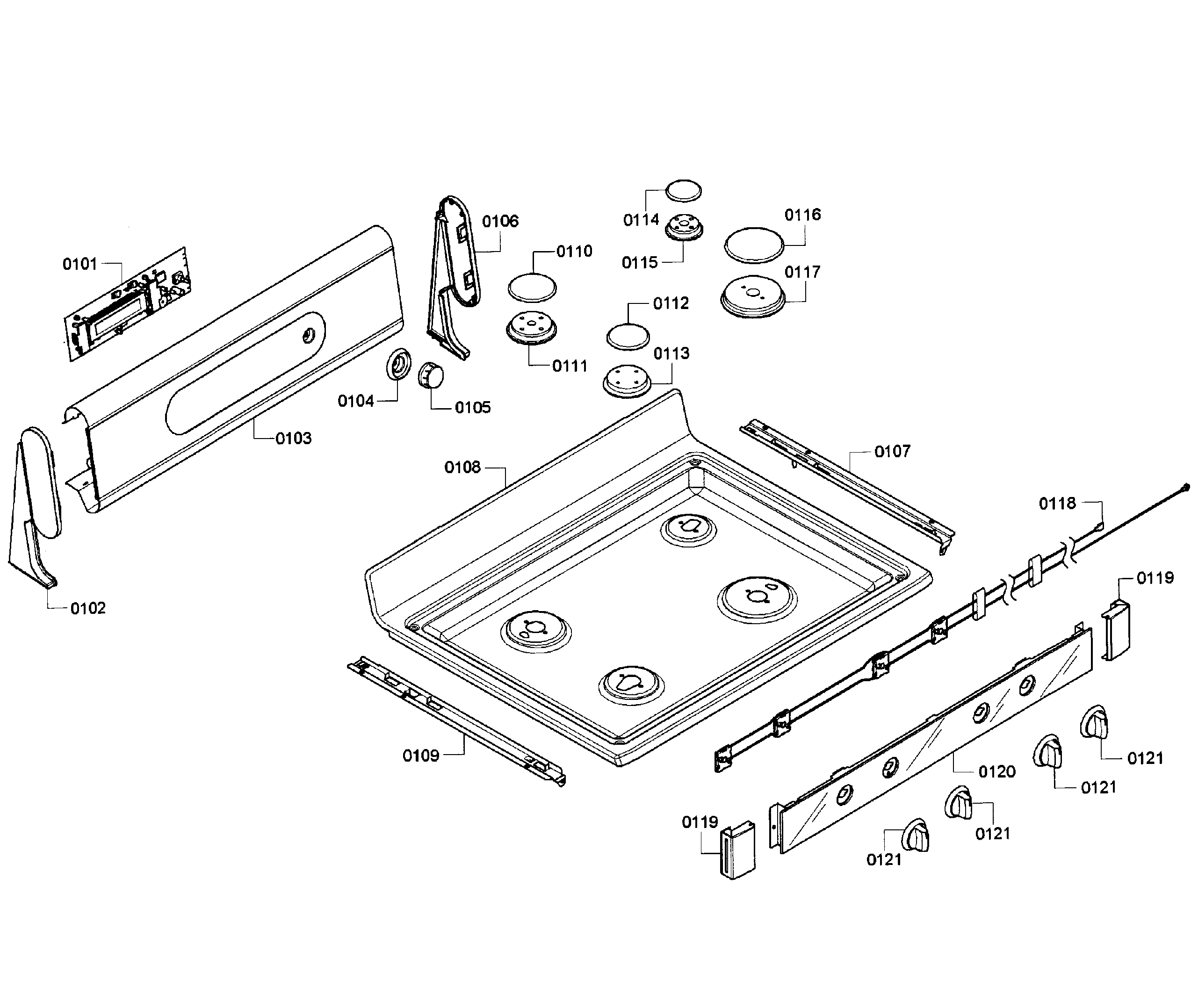 Bosch HGS7052UC/07 top assy diagram