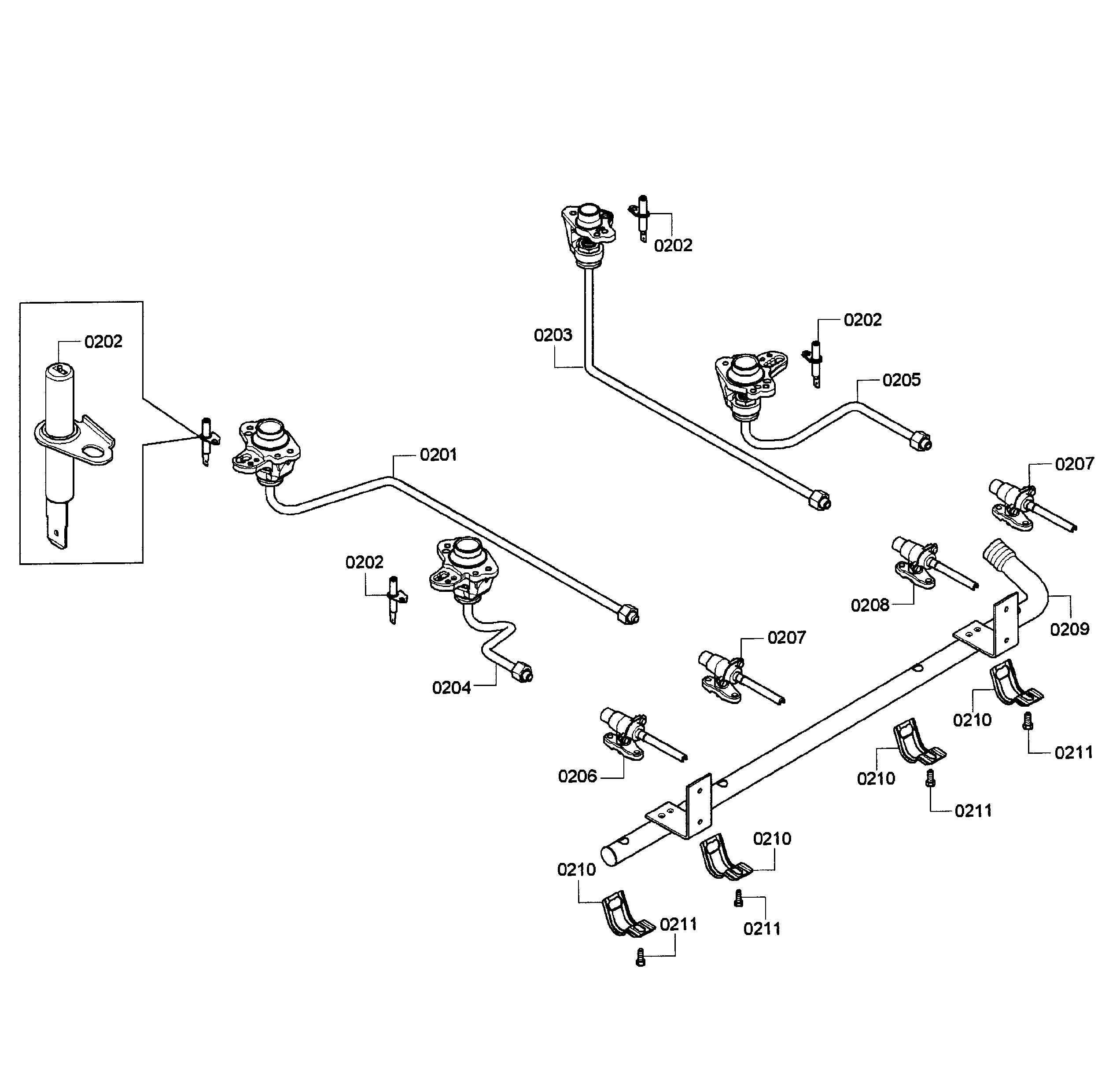 Bosch HGS7052UC/07 burners assy diagram
