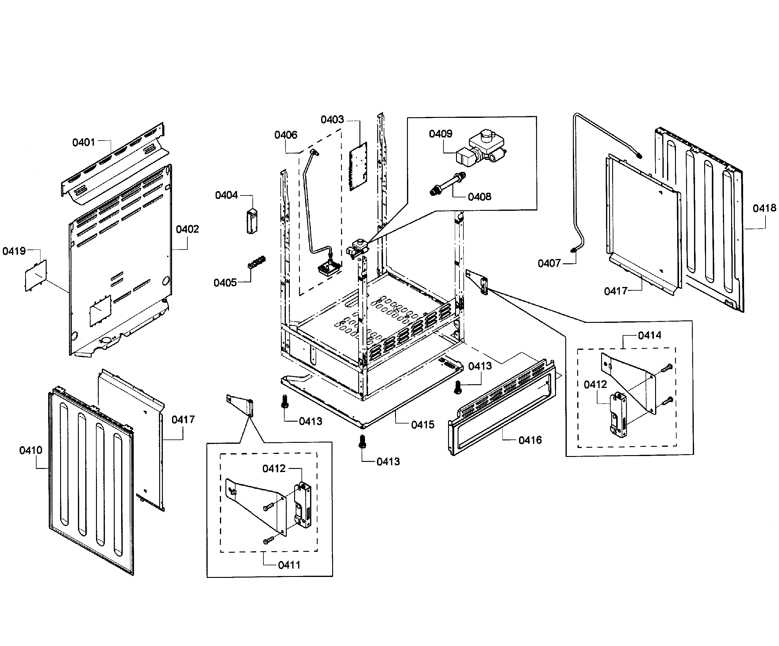 Bosch HGS7052UC/07 cabinet assy diagram