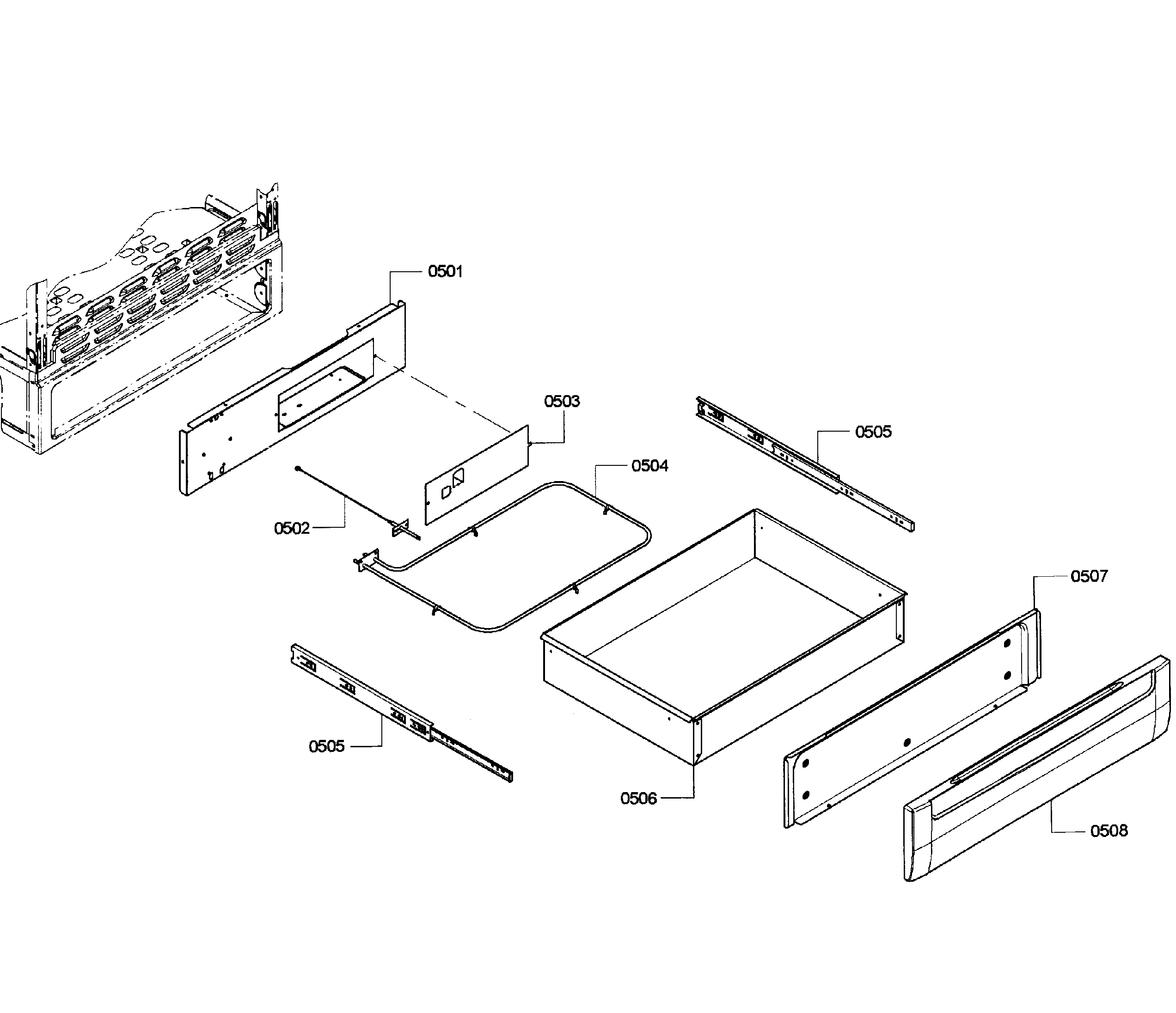Bosch HGS7052UC/07 drawer assy diagram