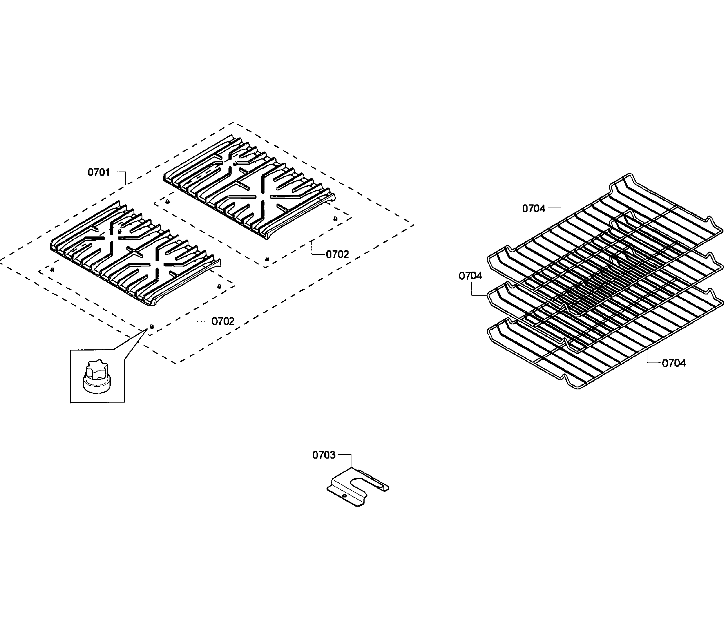 Bosch HGS7052UC/07 grates/shelfs diagram