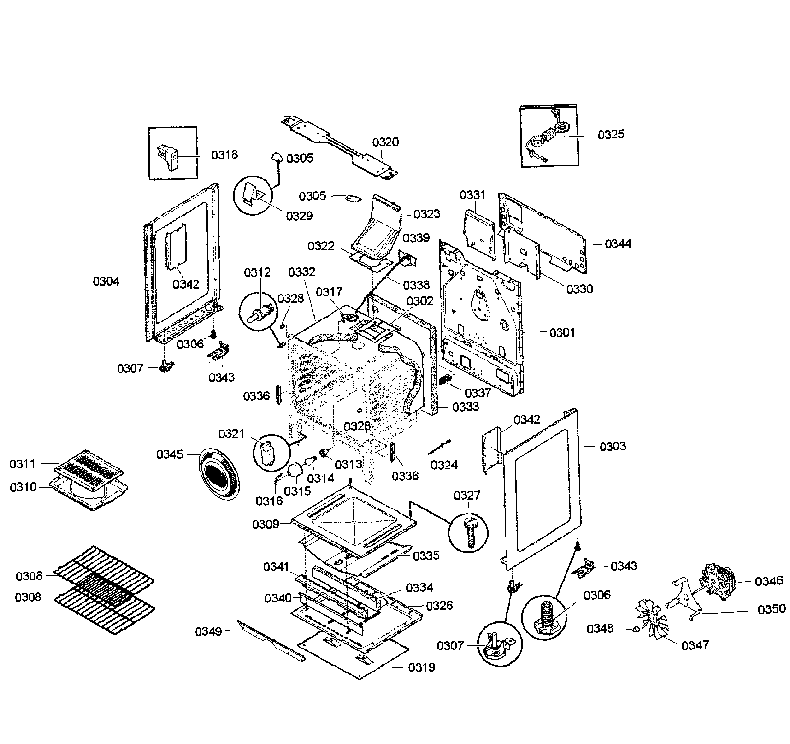 Bosch HGS5053UC/04 cabinet assy diagram