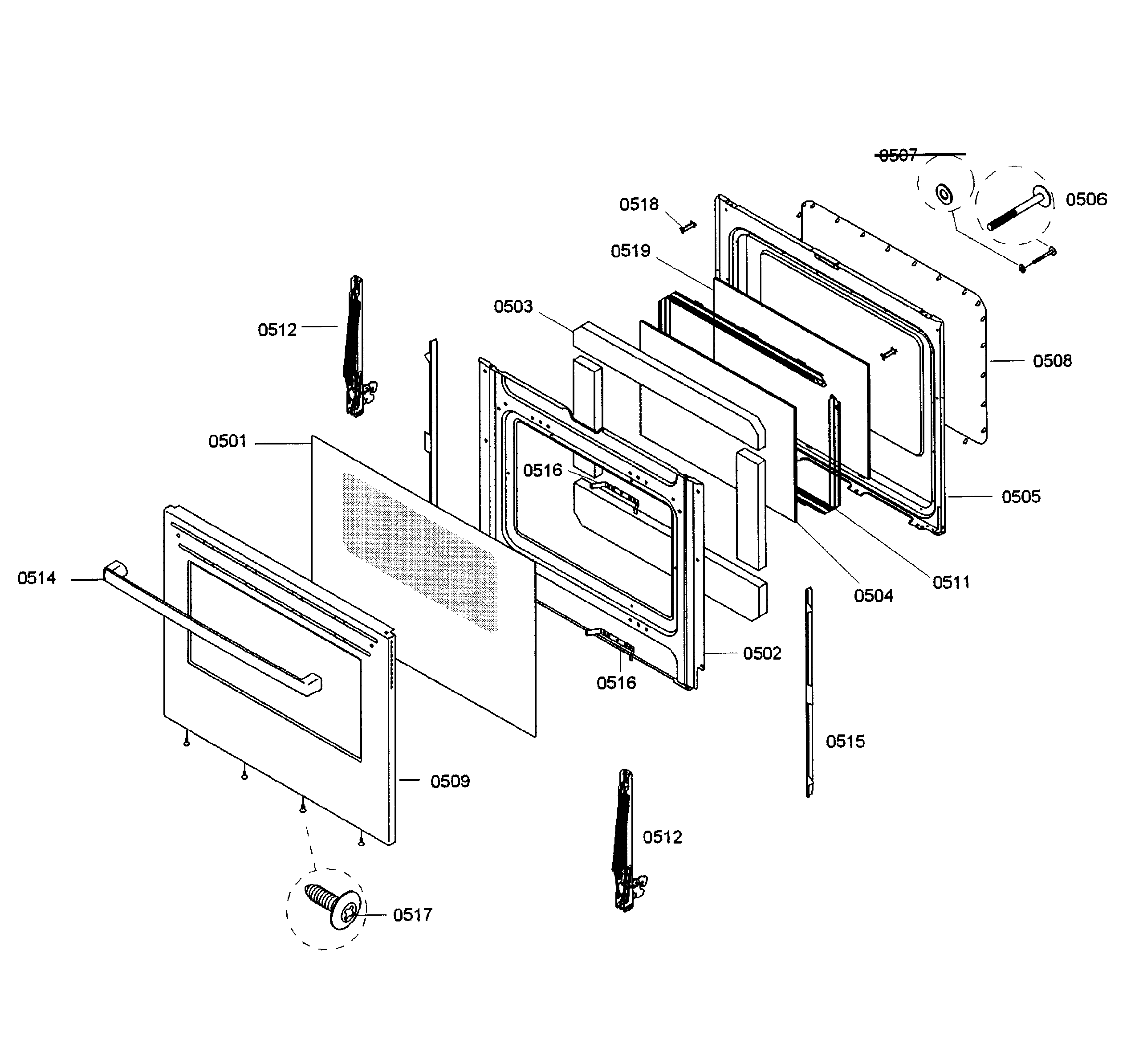 Bosch HGS5053UC/04 door assy diagram