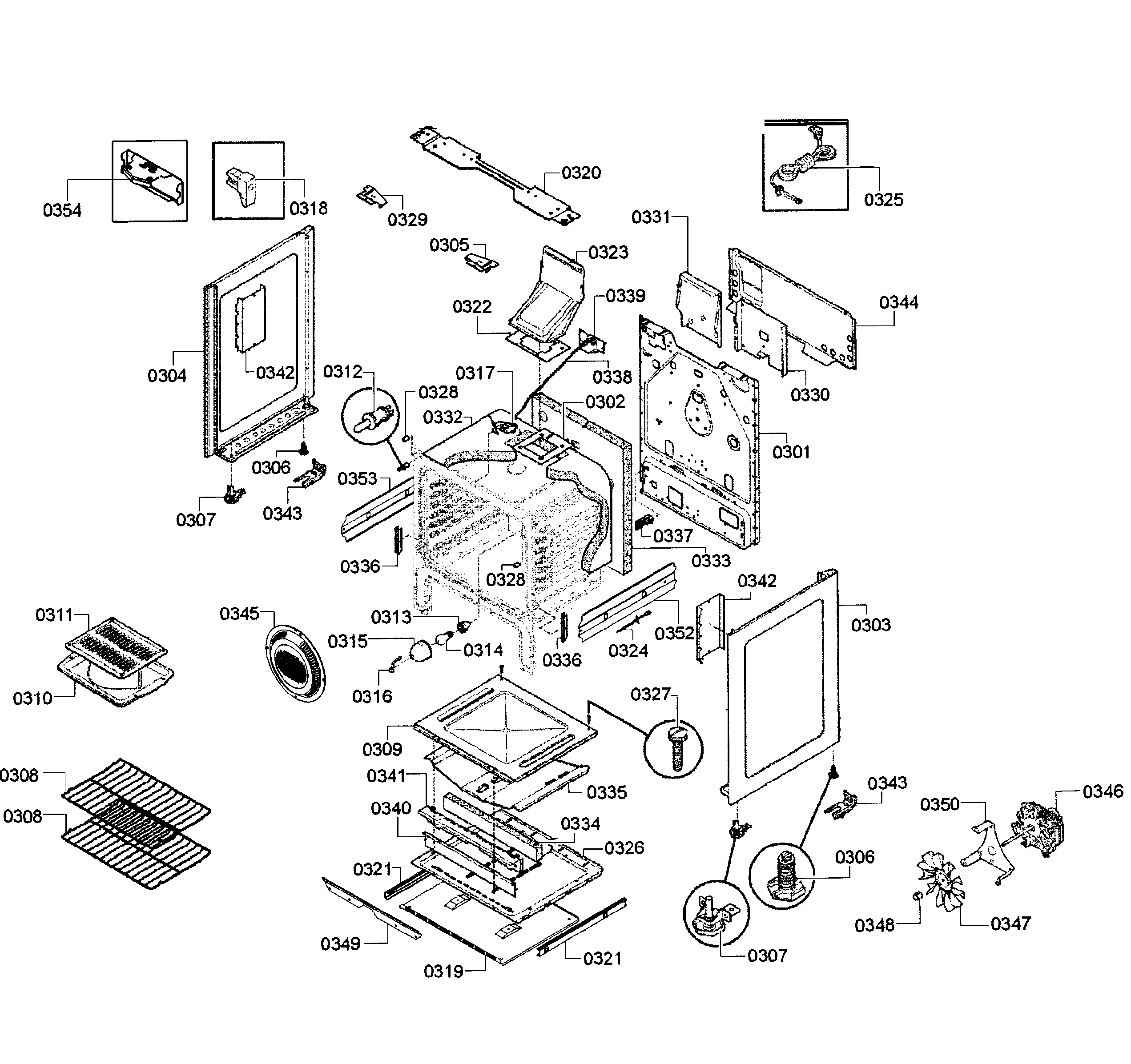 Bosch HGS5053UC/10 cabinet assy diagram
