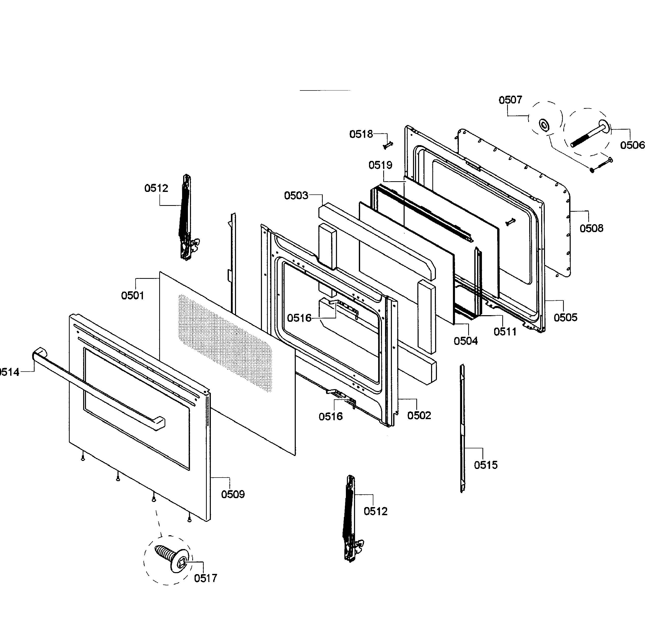 Bosch HGS5053UC/10 door assy diagram