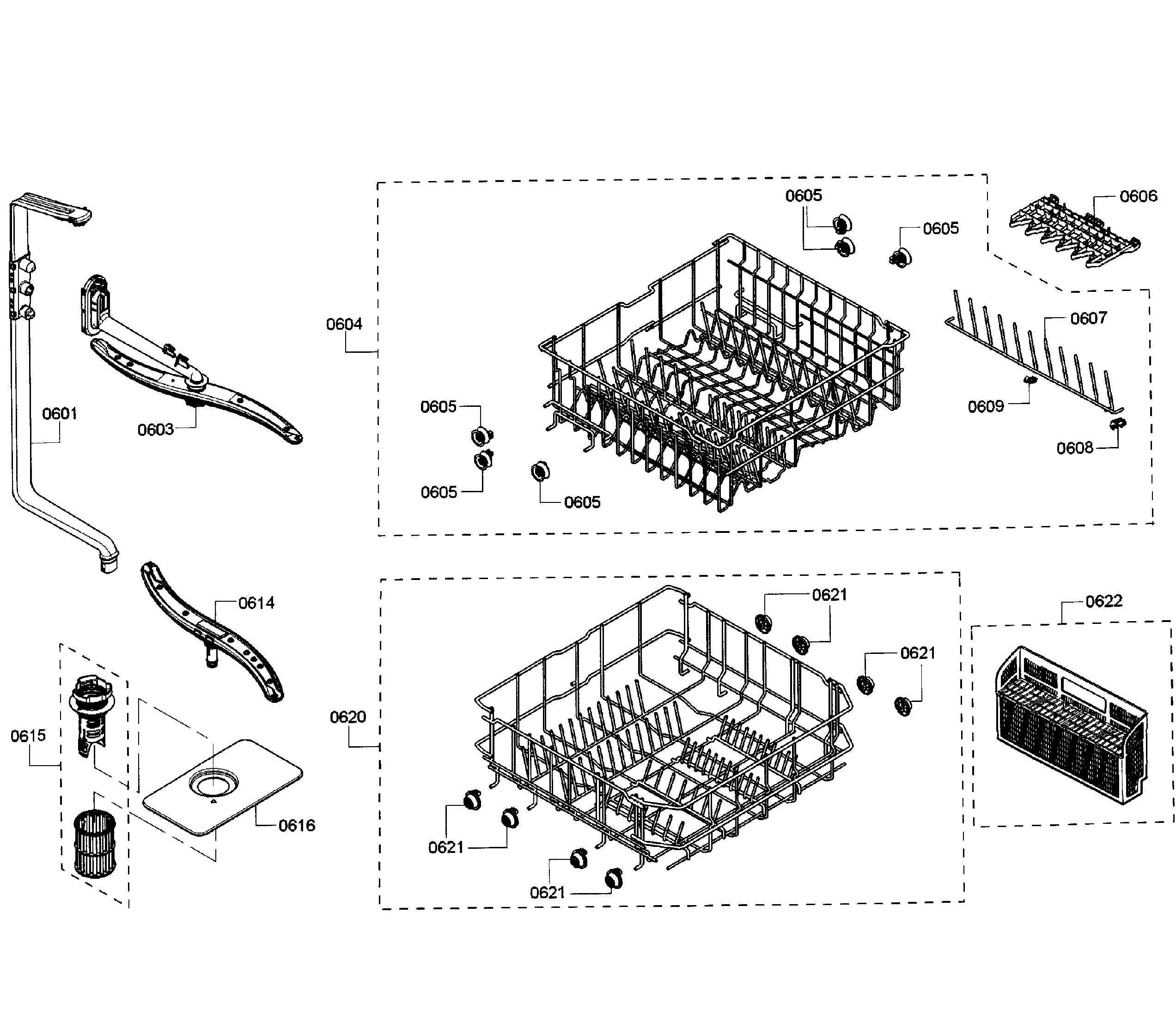 Bosch SHX3AR55UC/10 baskets diagram