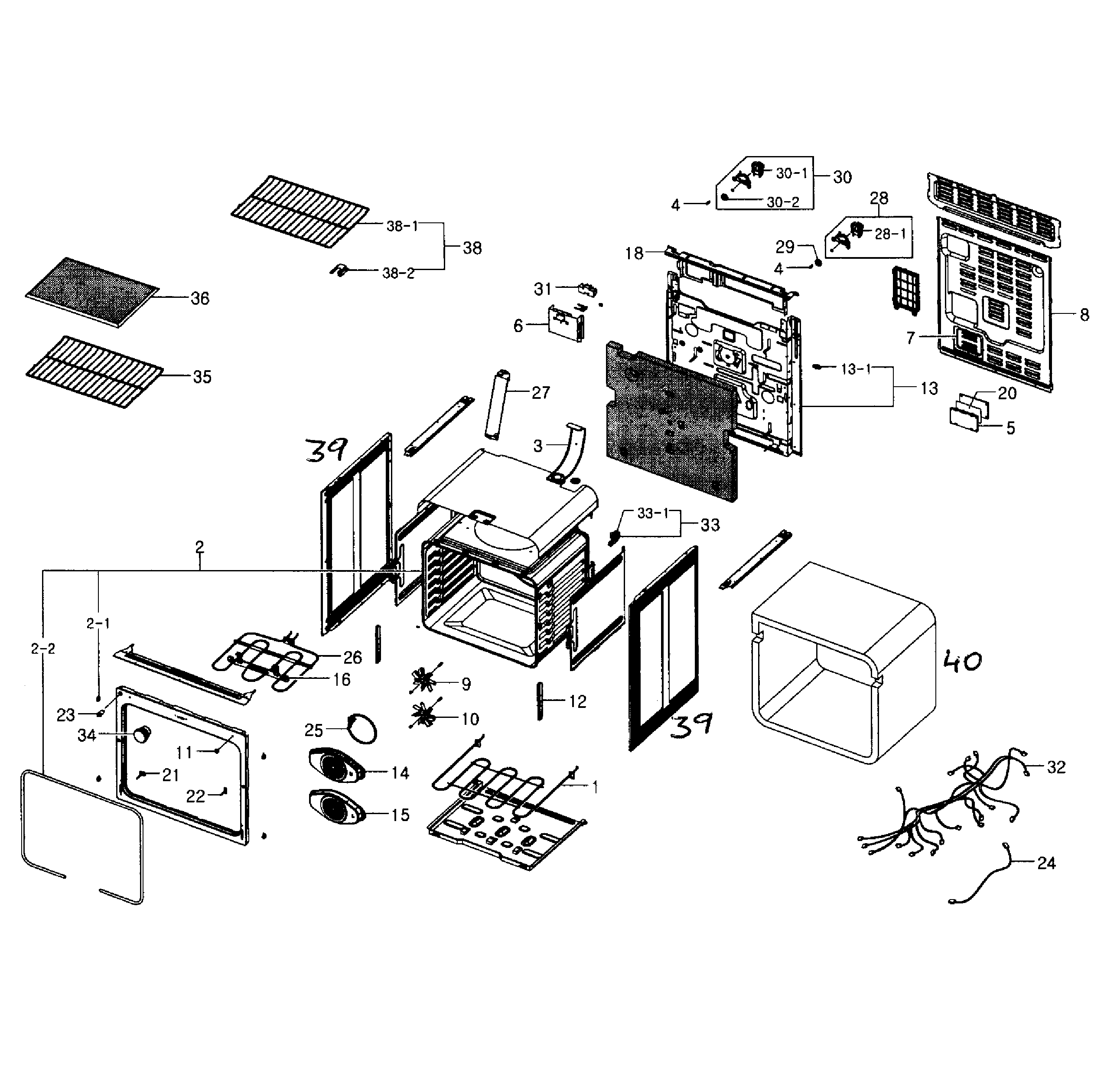 Samsung NE595R1ABSR/AA-01 cabinet parts diagram