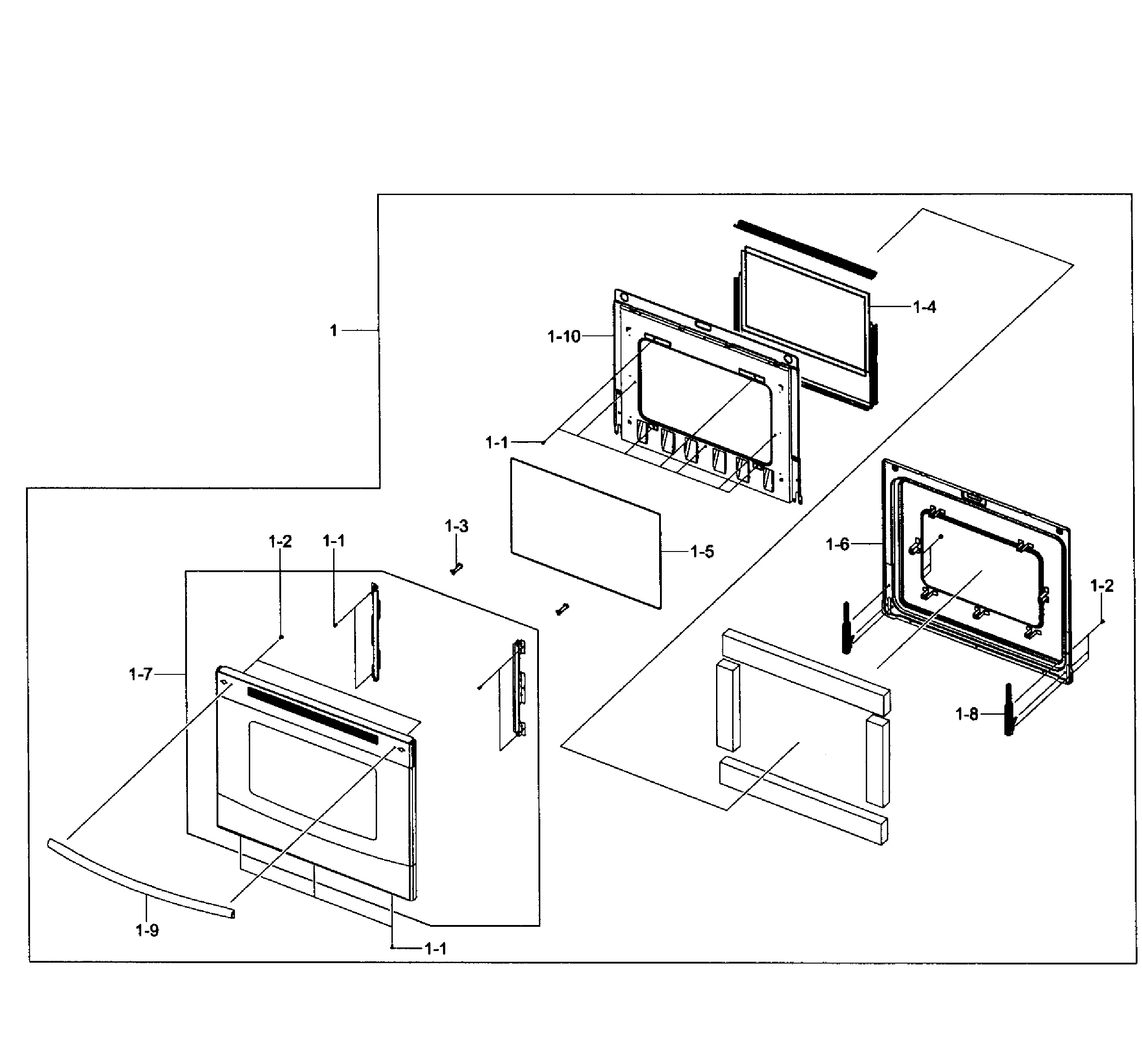Samsung NE595R1ABSR/AA-01 door assy diagram