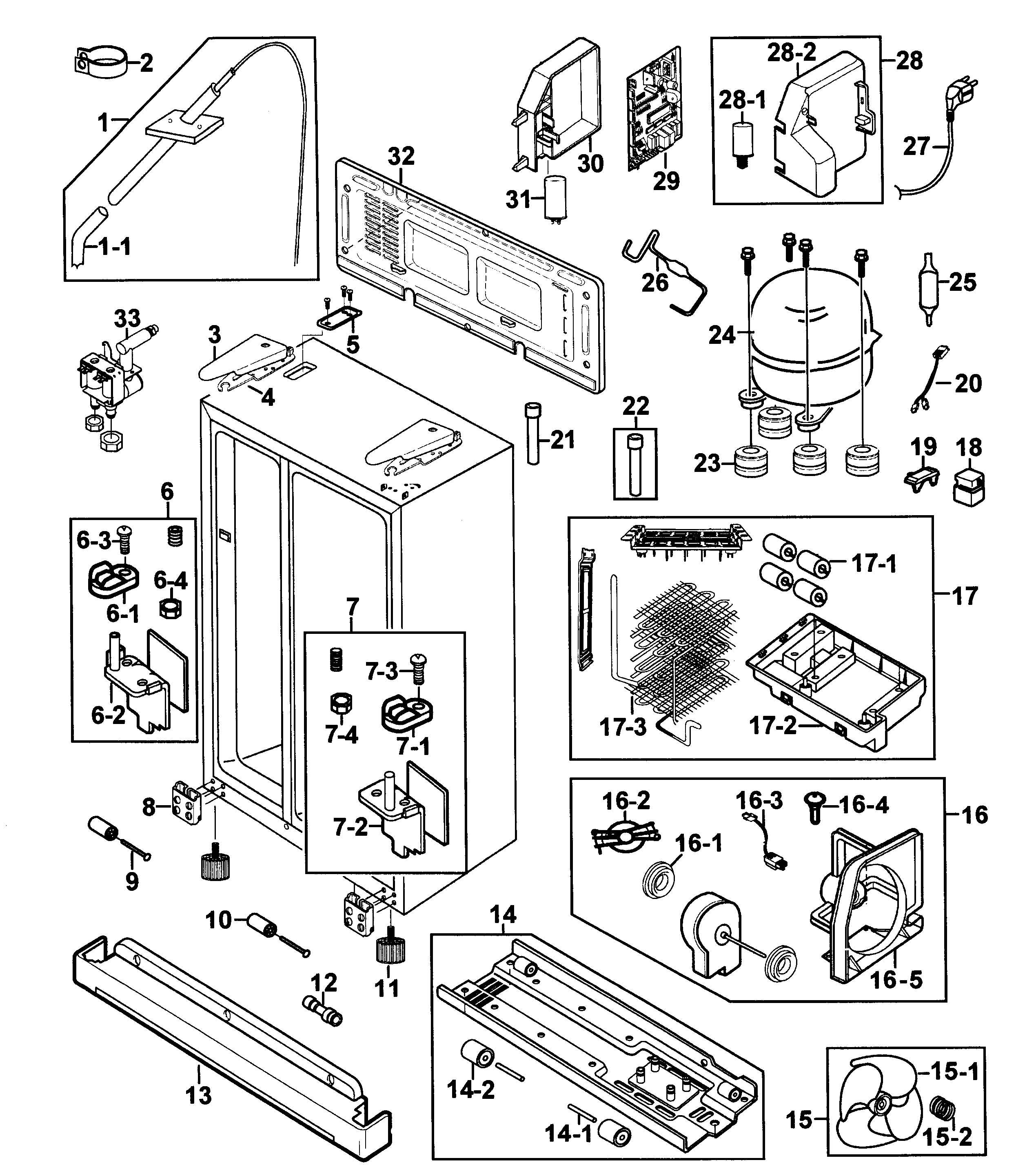 Samsung RS269LARS/XAA-00 cabinet diagram