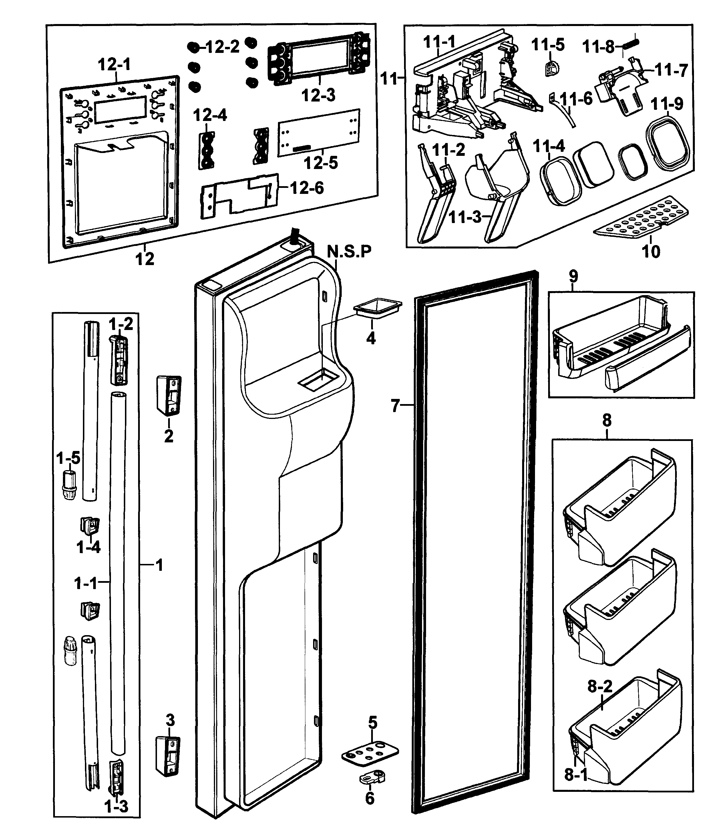 Samsung RS269LARS/XAA-00 left door diagram
