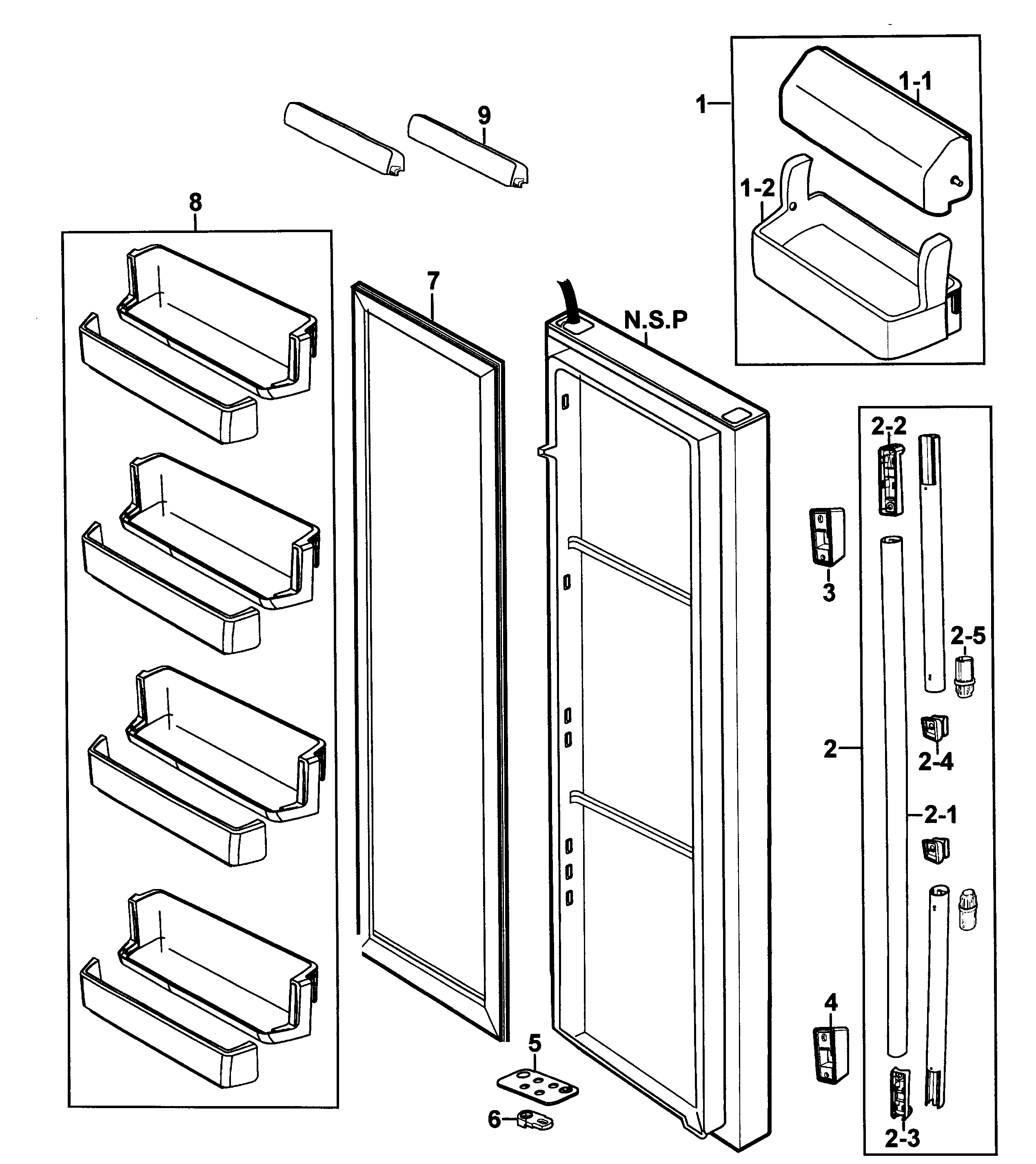 Samsung RS269LARS/XAA-00 right door diagram