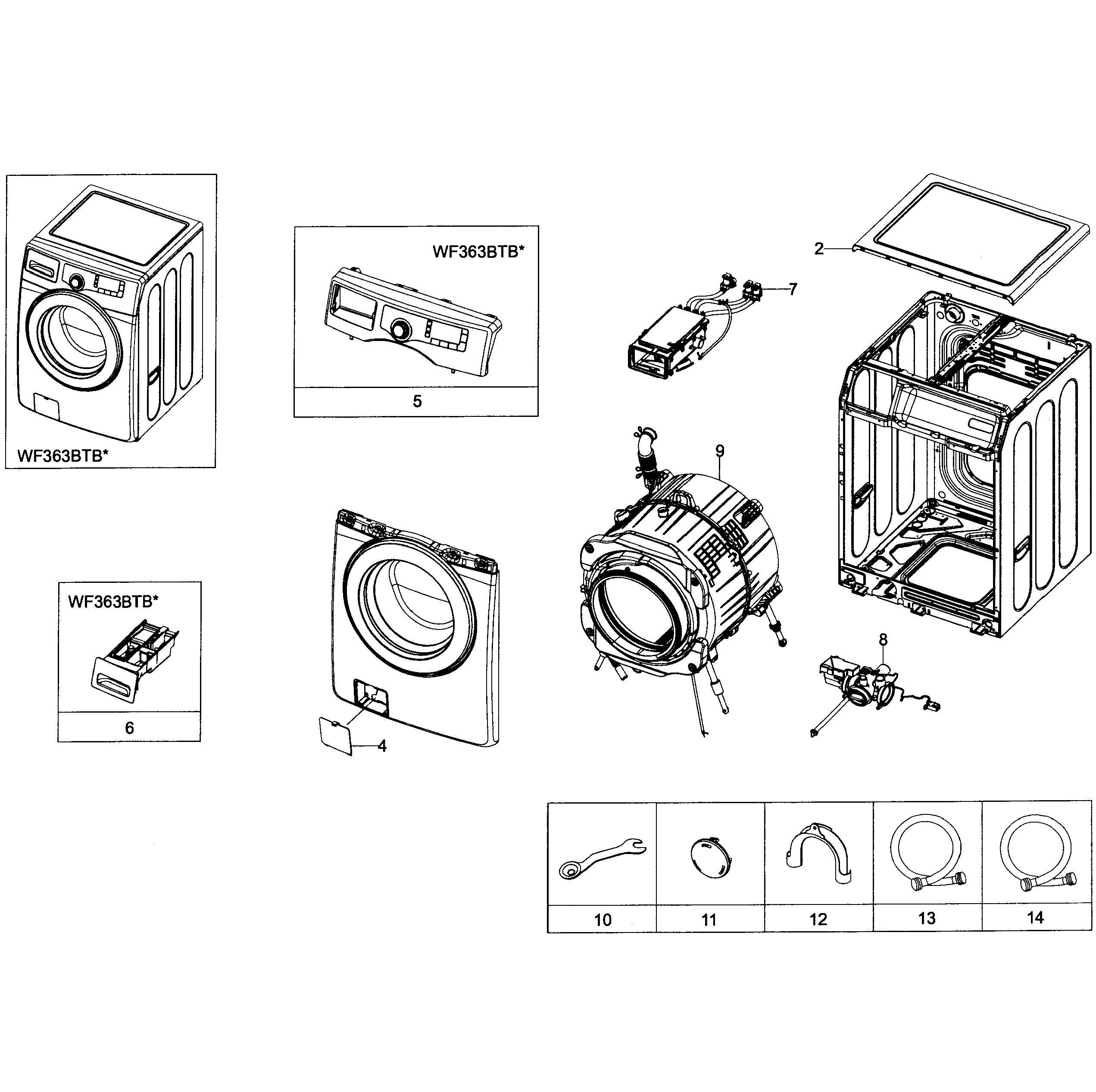 Samsung WF363BTBEUF/A2-01 main assy diagram