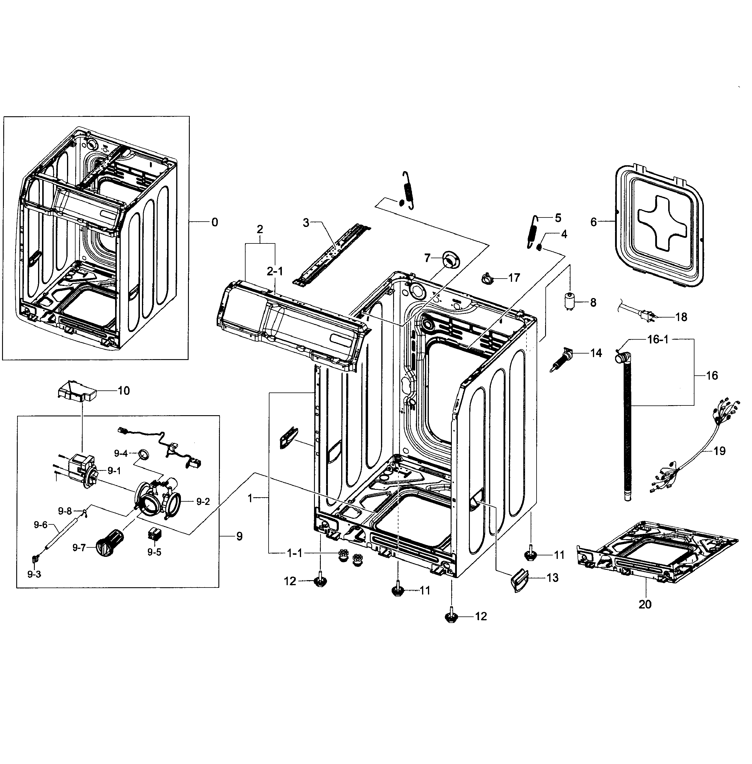 Samsung WF363BTBEUF/A2-01 cabinet assy diagram