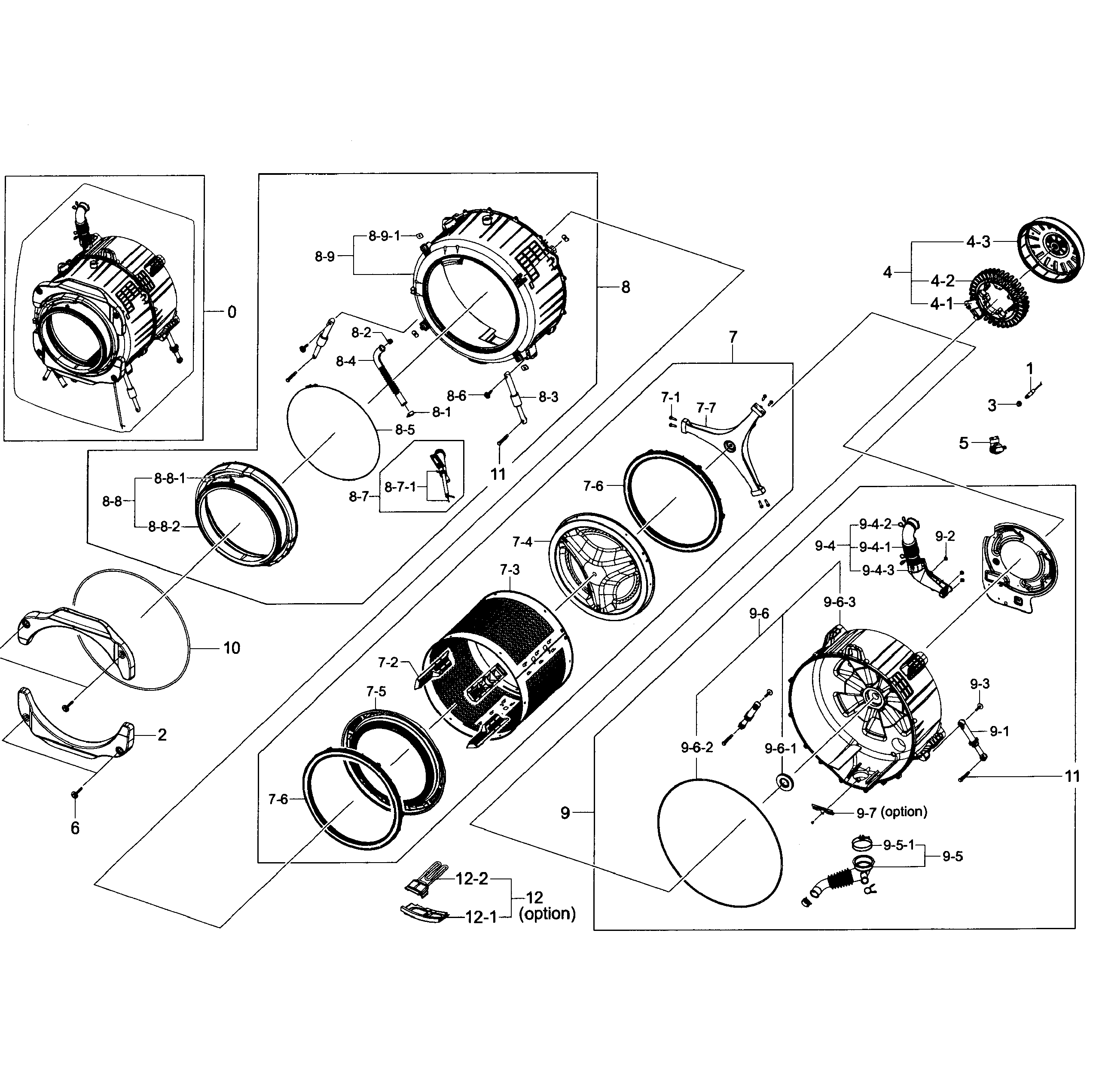 Samsung WF363BTBEUF/A2-01 drum assy diagram