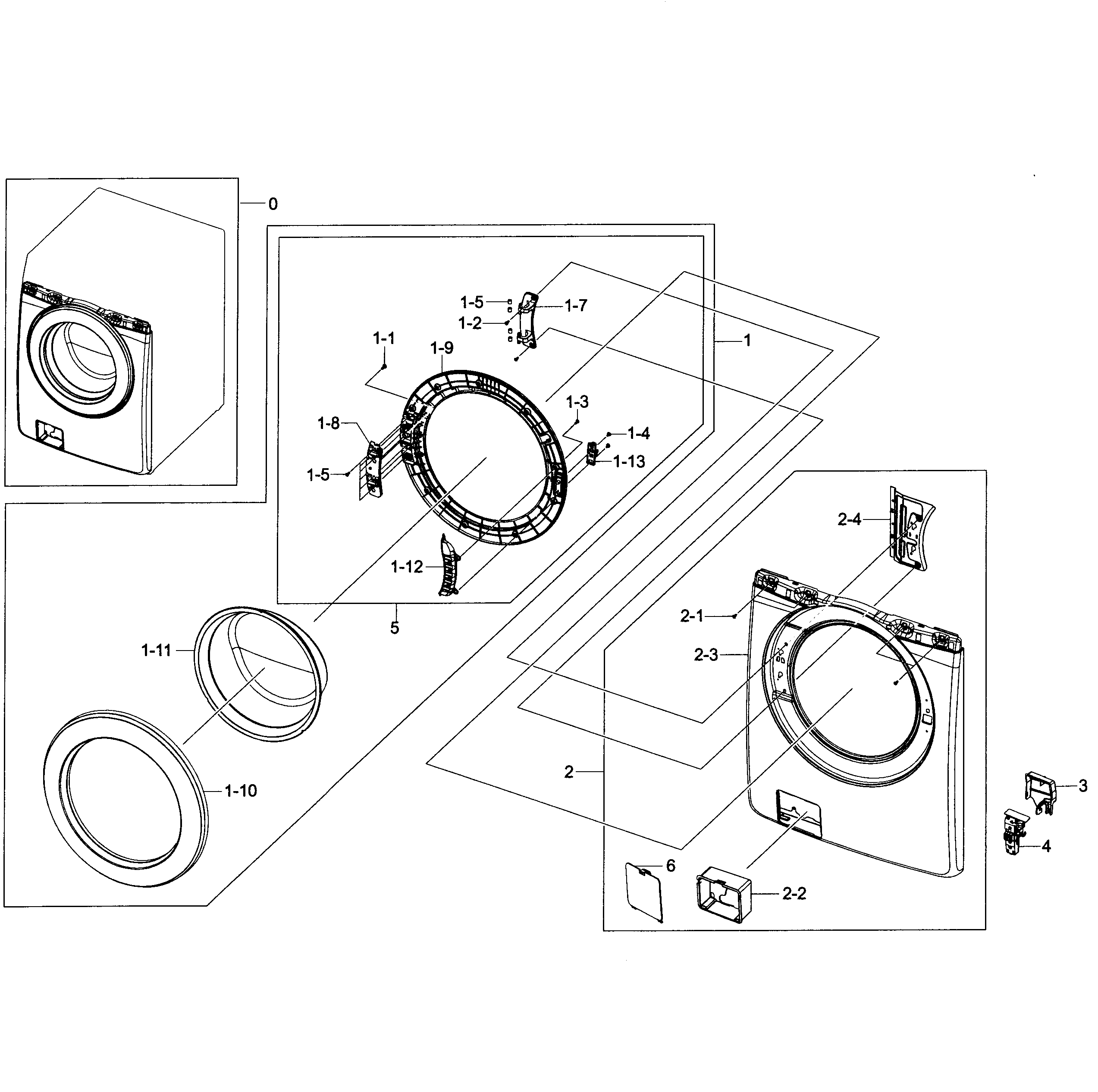 Samsung WF363BTBEUF/A2-01 door assy diagram