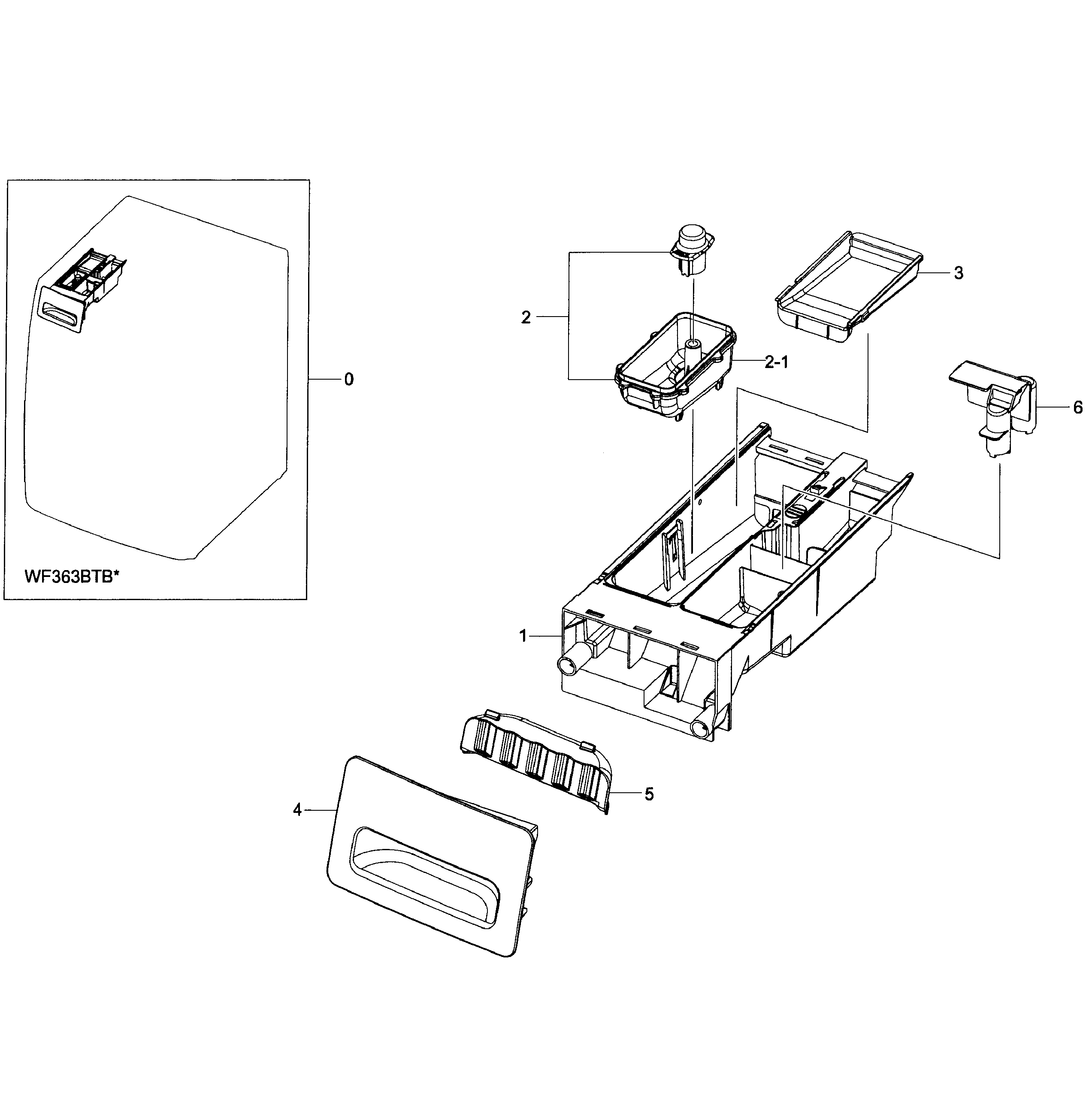 Samsung WF363BTBEUF/A2-01 drawer assy diagram
