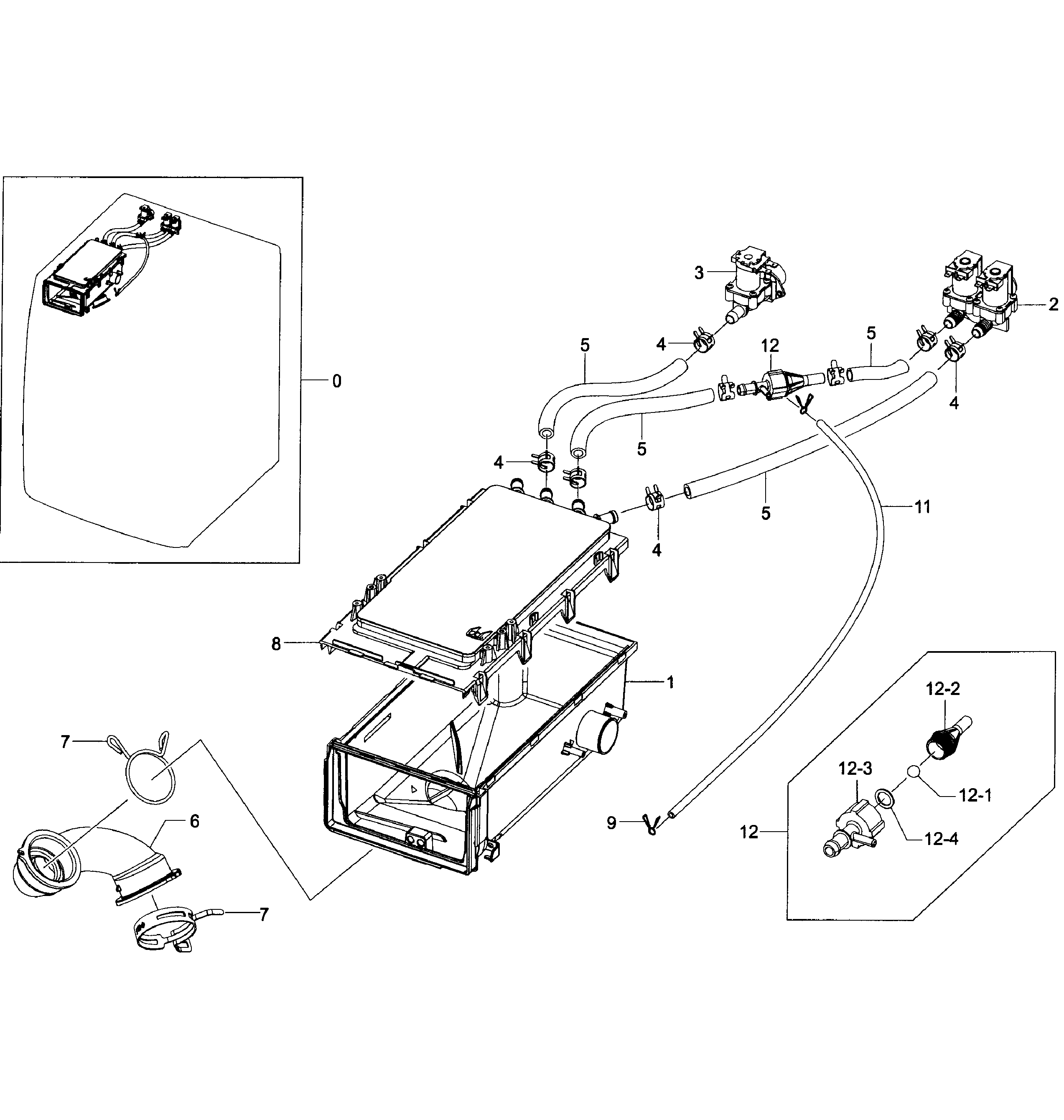 Samsung WF363BTBEUF/A2-01 drawer housing diagram