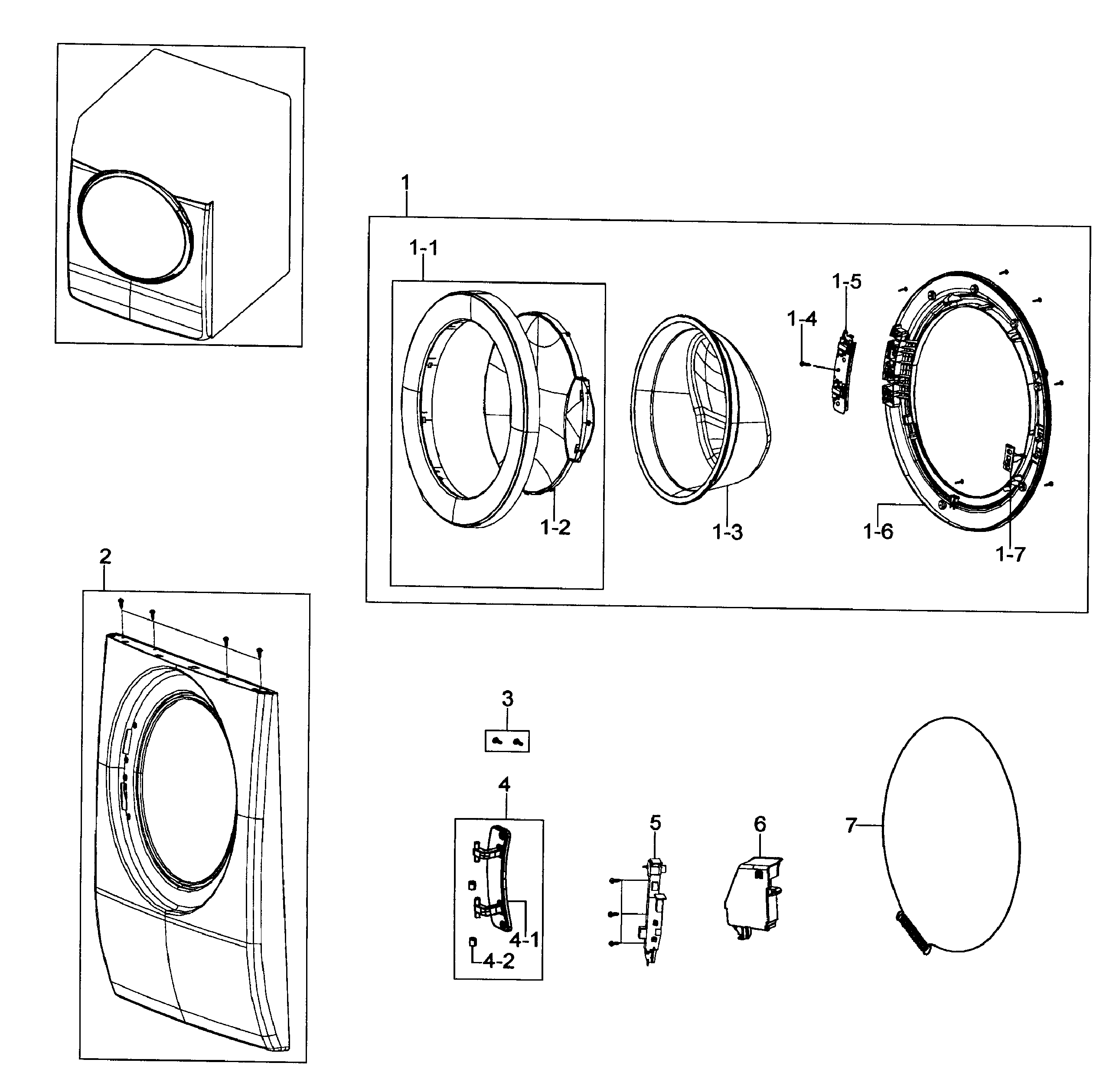 Samsung WF317AAW/XAA-00 door assy diagram