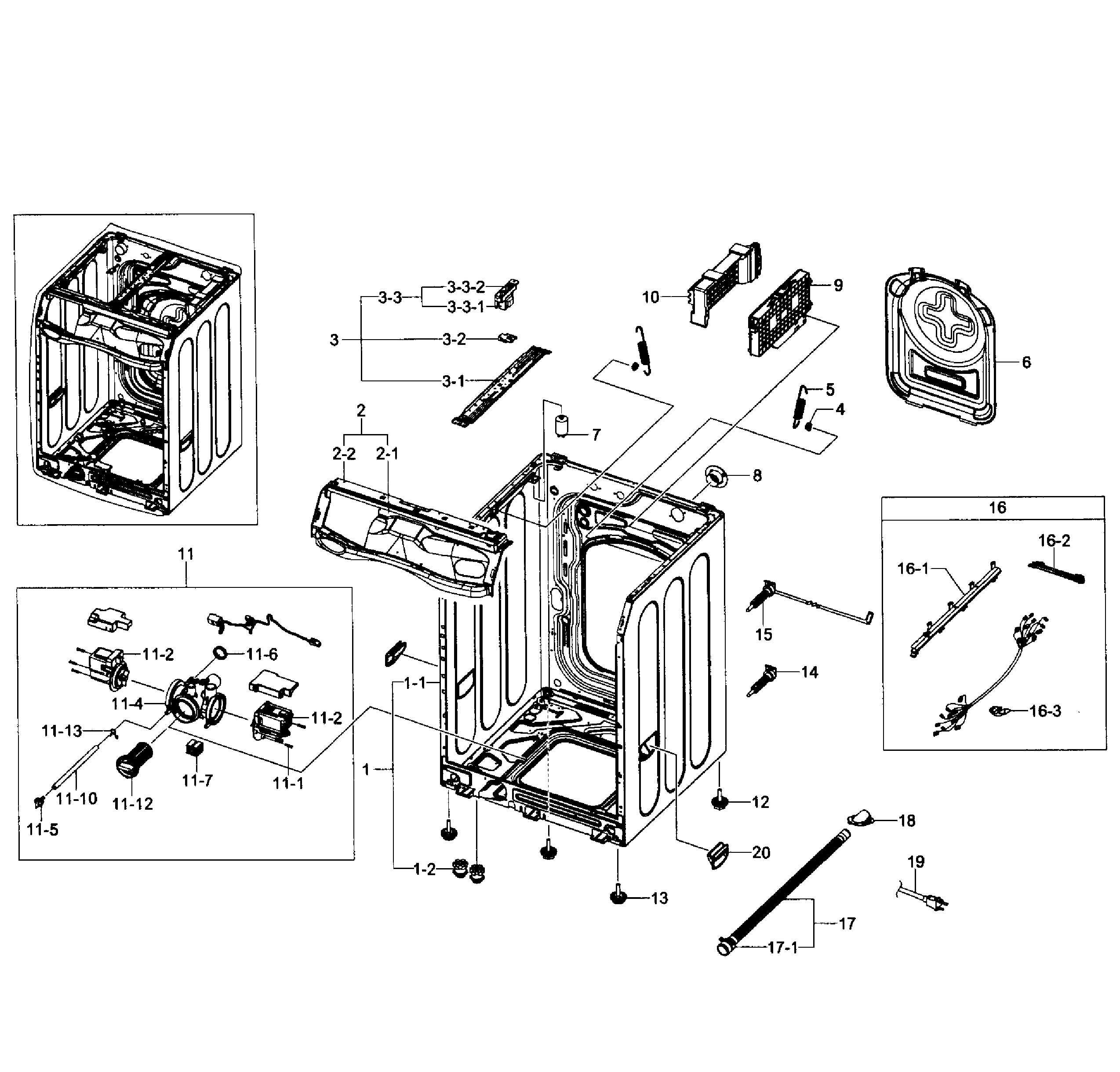 Samsung WF501ANW/XAA-01 cabinet assy diagram