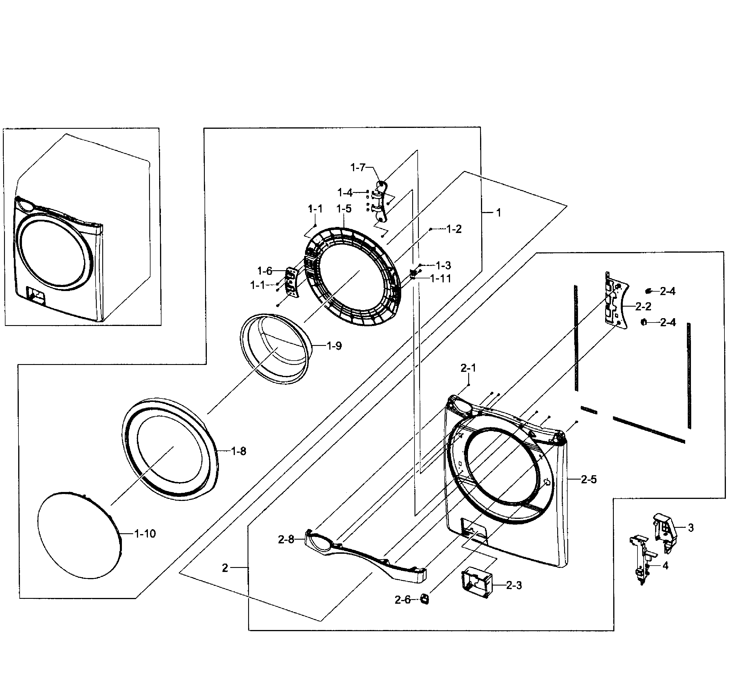 Samsung WF501ANW/XAA-01 door assy diagram
