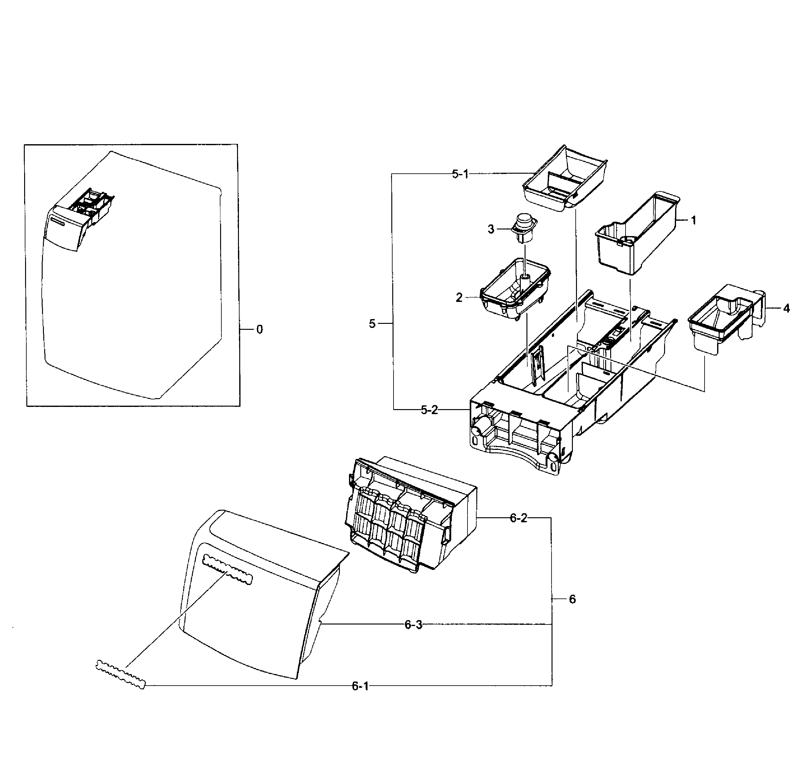 Samsung WF501ANW/XAA-01 drawer assy diagram