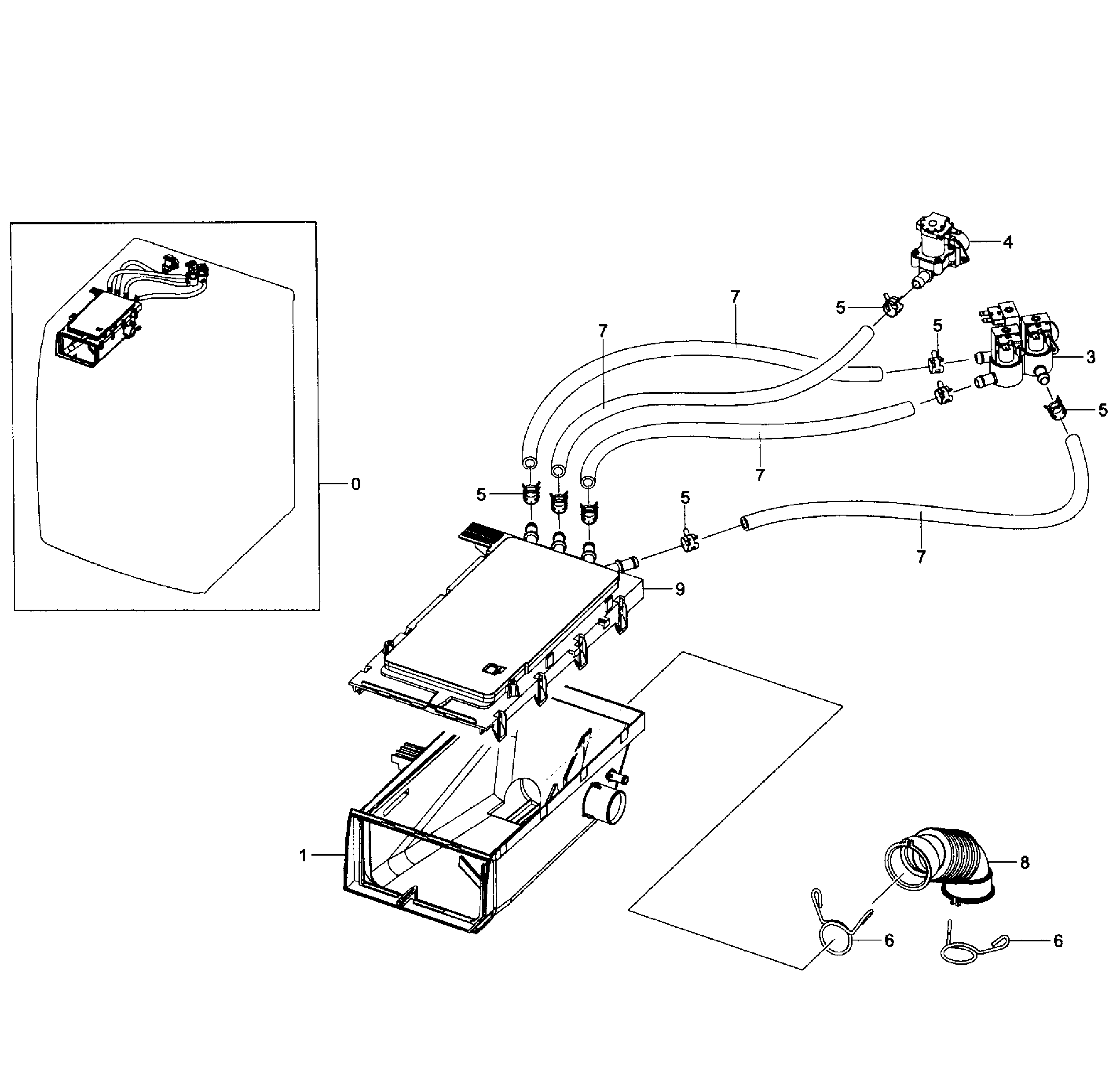 Samsung WF501ANW/XAA-01 drawer housing diagram