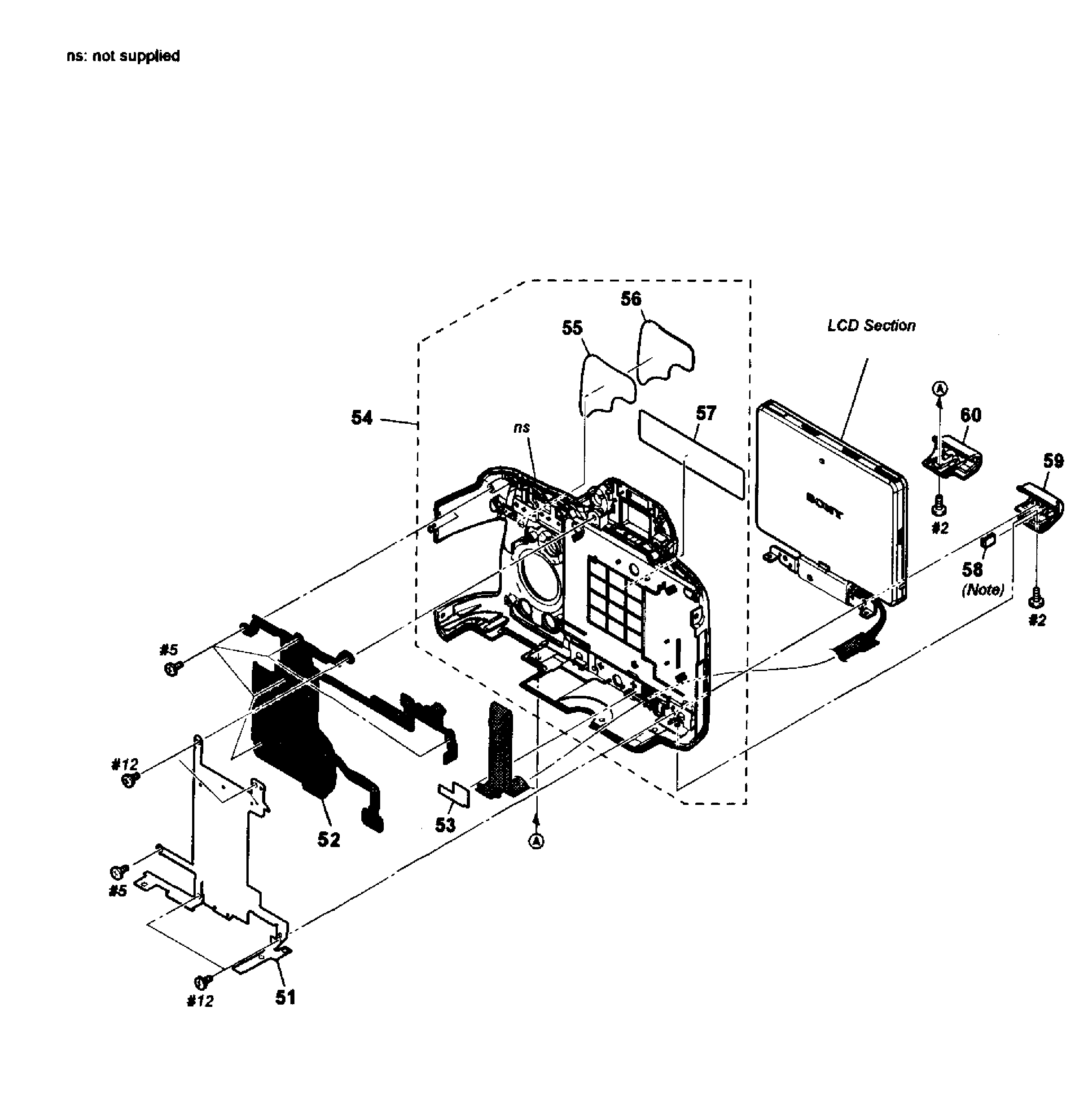 Sony SLT-A57K rear cover diagram