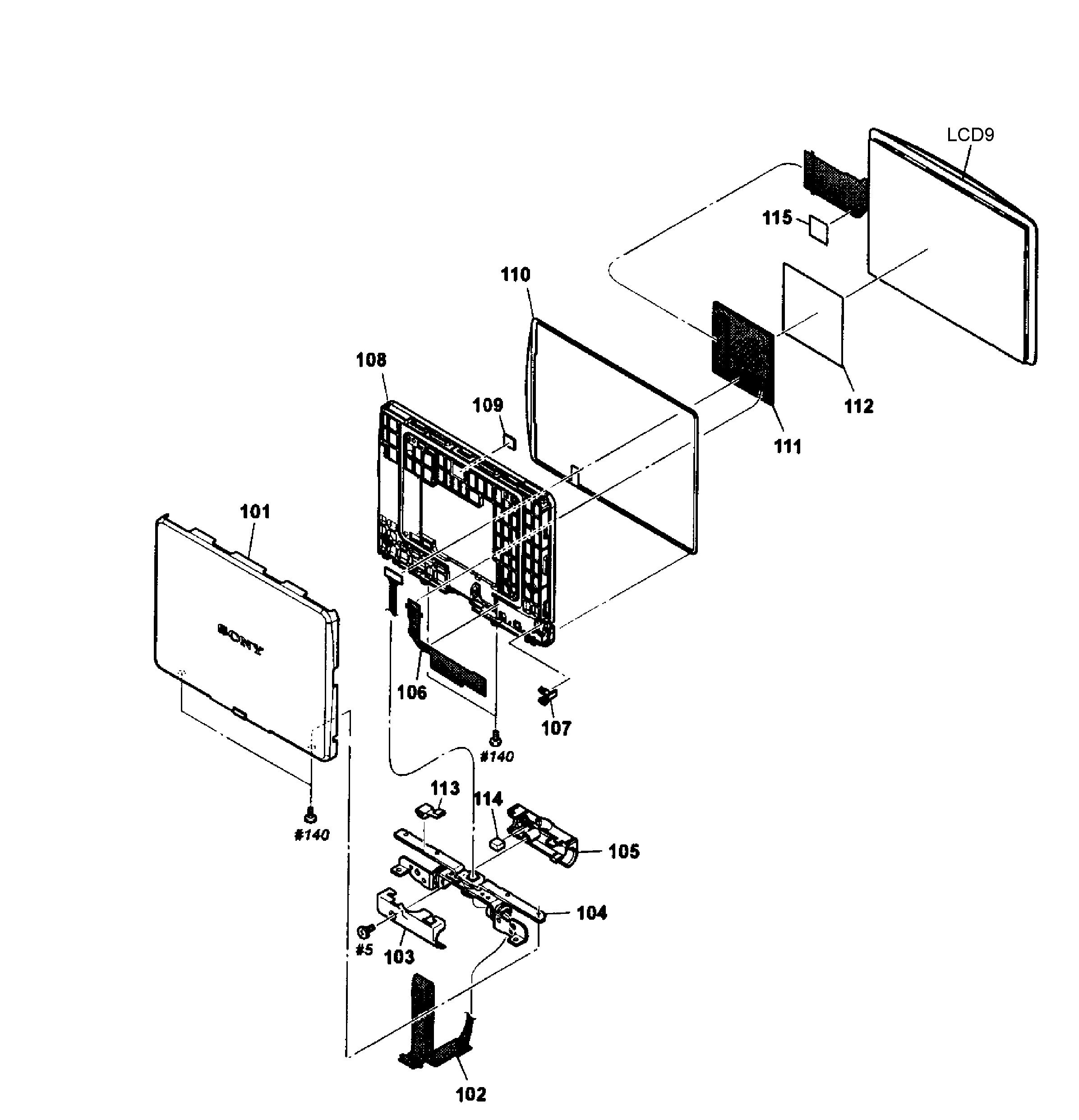 Sony SLT-A57K lcd assy diagram